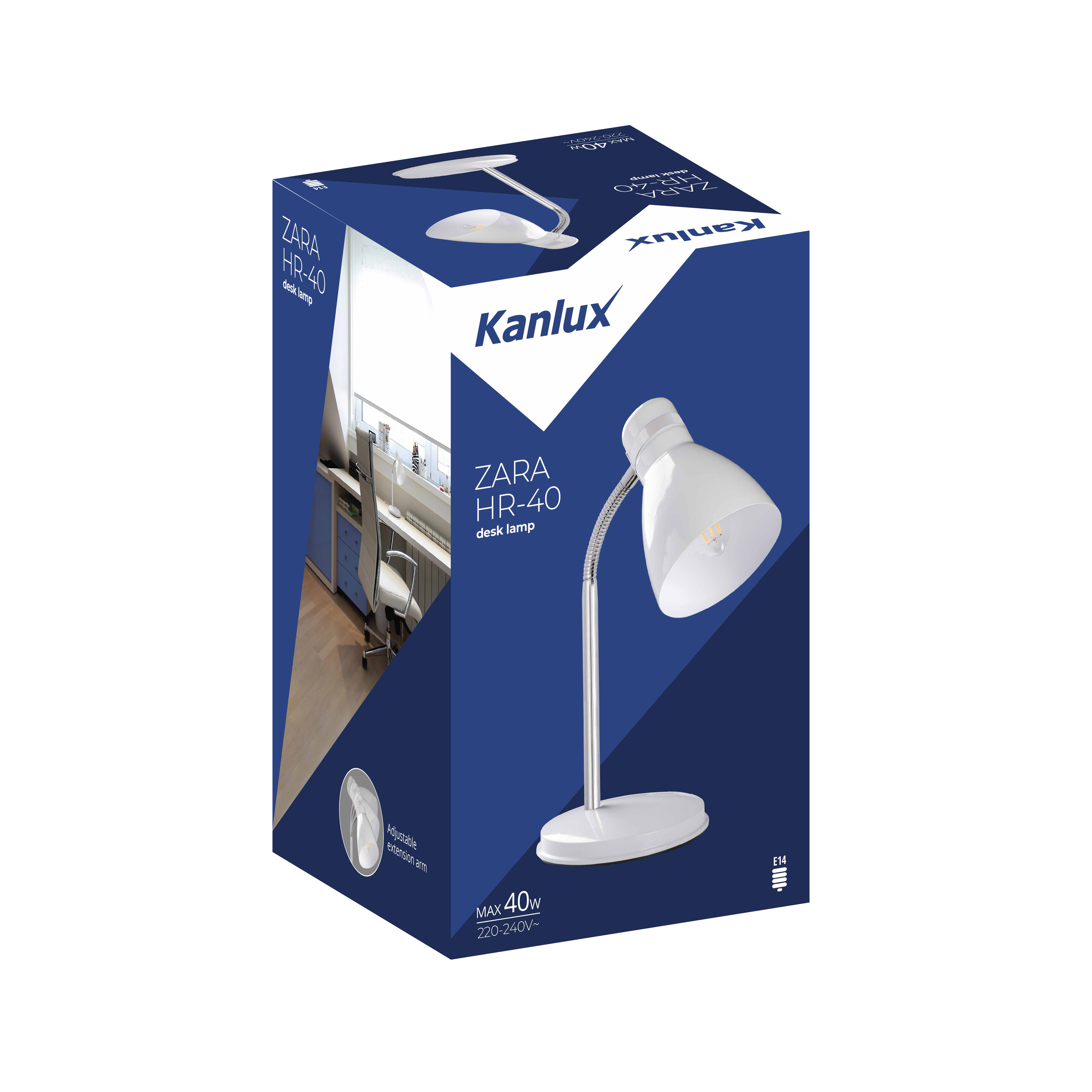 Lampka biurkowa Zara biała E14 Kanlux - 3