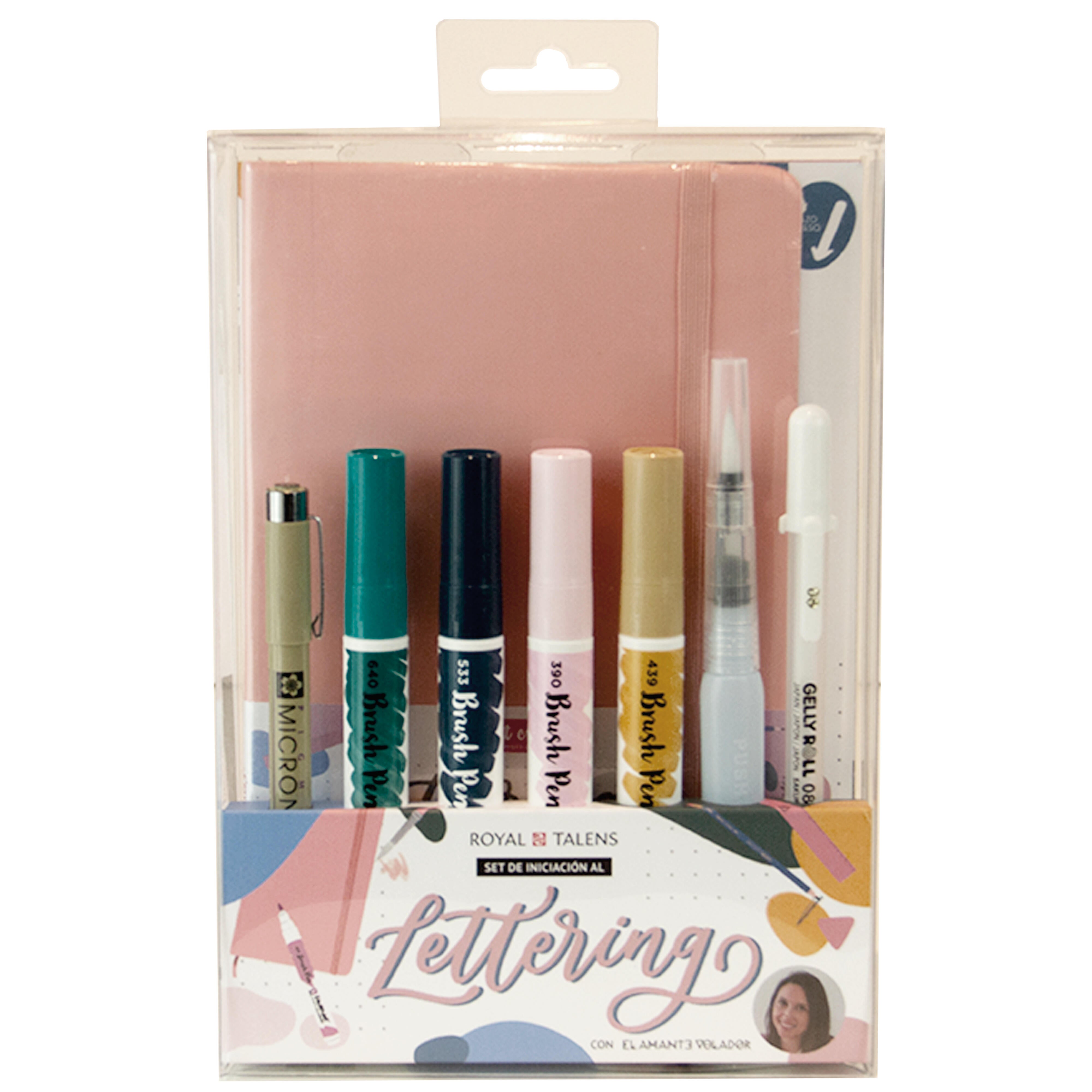 Set lettering libreta rosa sakura talens