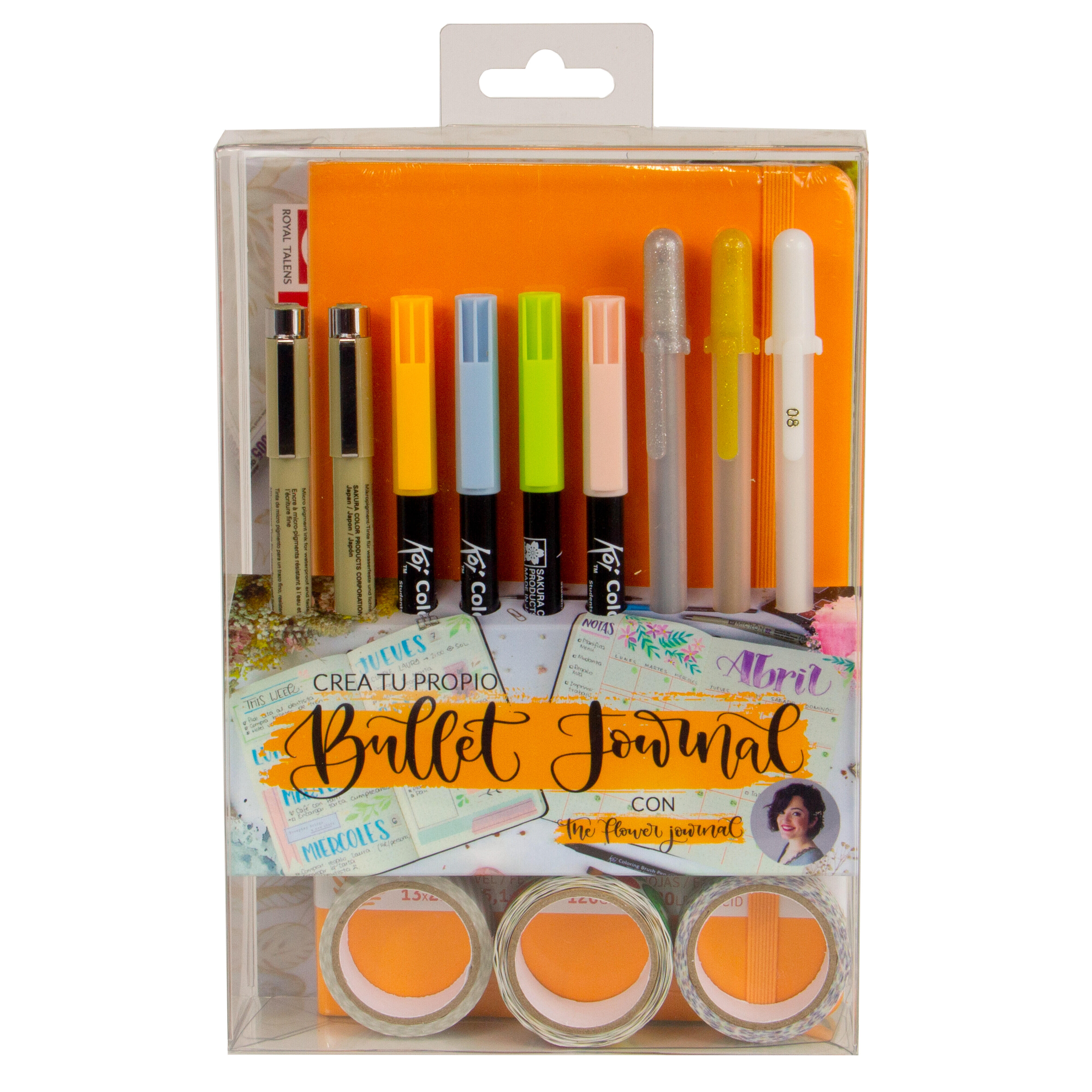 Set bullet journal libreta naranja sakura talens