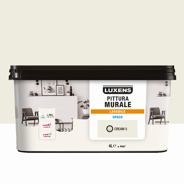 Pittura per interni parete soffitto a base acqua lavabile LUXENS Beige Cream 5 opaco 4 L