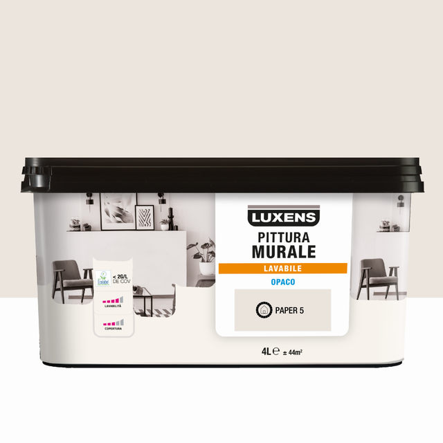 Pittura per interni a base acqua lavabile LUXENS Beige Paper 5 opaco 4 L