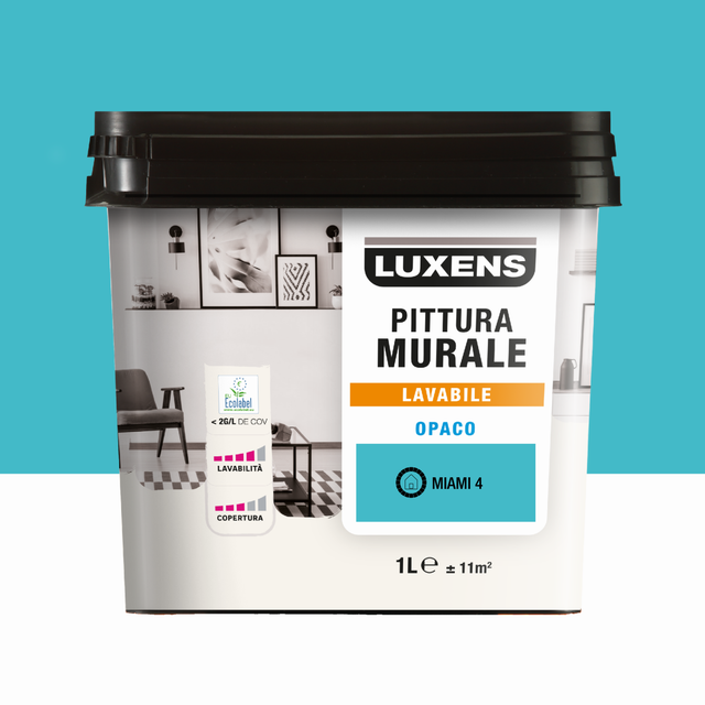 Pittura per interni per parete e soffitto lavabile, LUXENS Opaca blu miami 4 opaco, 1 L