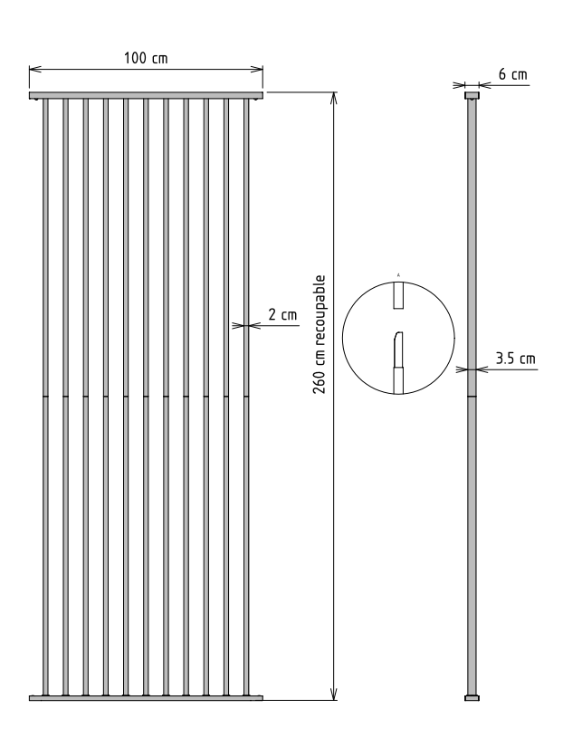 Cloison amovible Linéa aluminium noir, H.260 x l.100 cm - 2