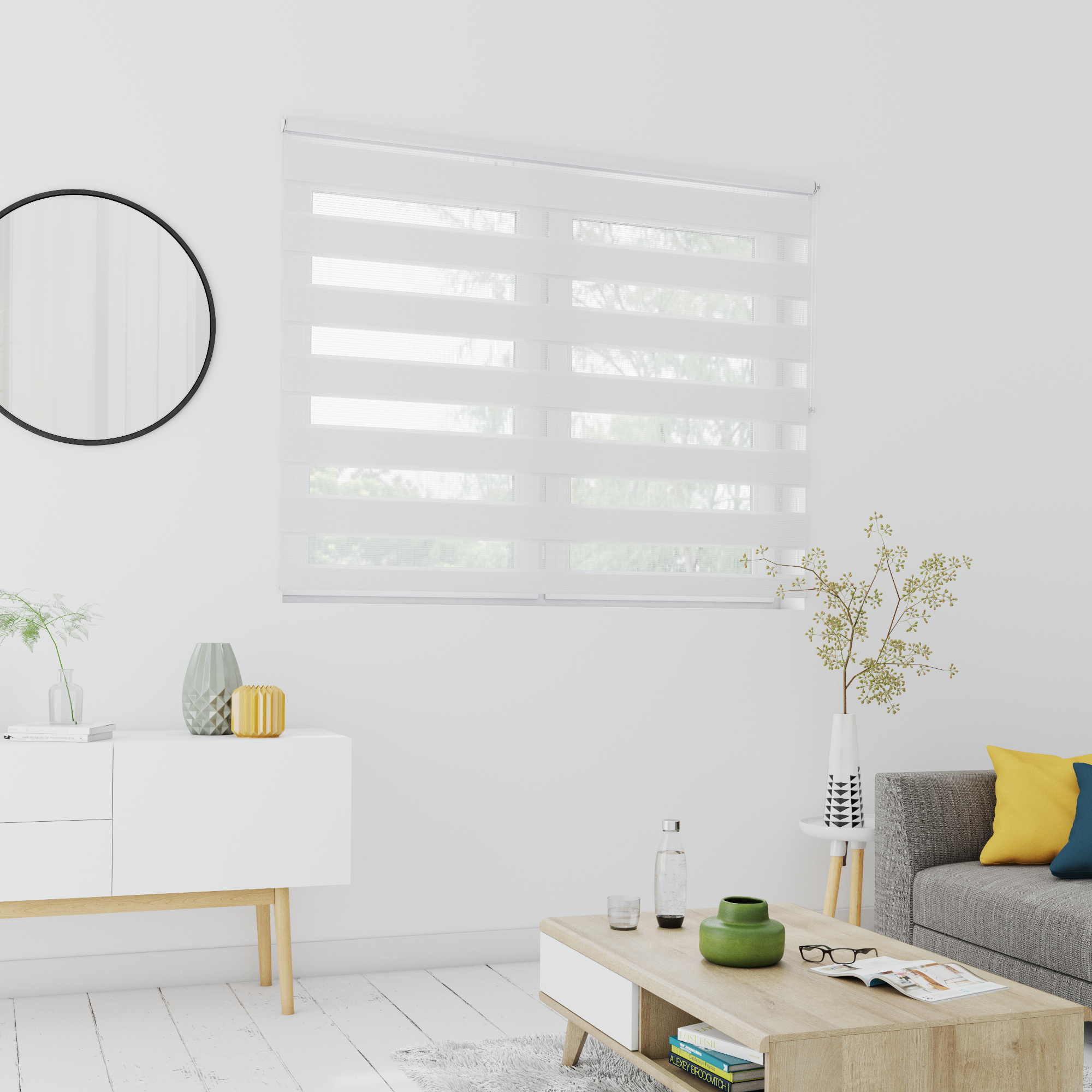 Estor enrollable noche/día 5% Rumba de 180x190 poliéster liso blanco INSPIRE con cadena - 7