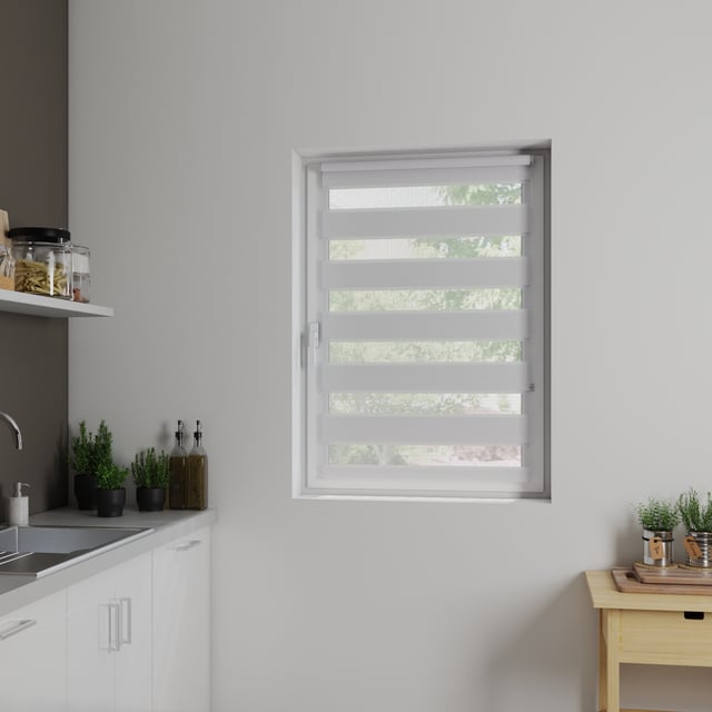 Store enrouleur jour/nuit Bamba blanc, l.60 x H.190 cm