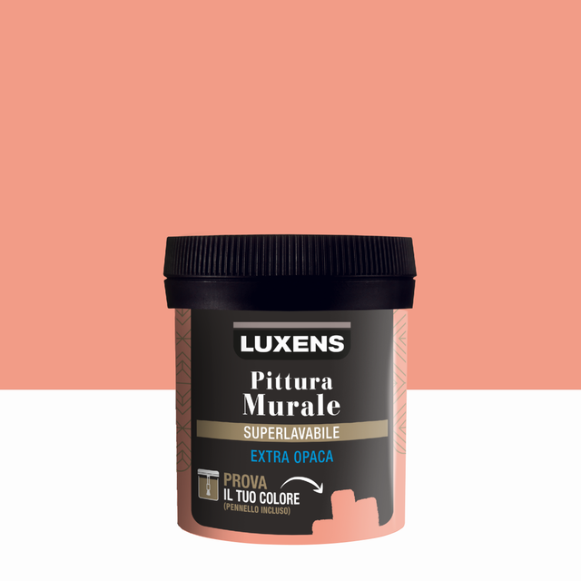 Tester vernice per parete e soffitto super lavabile, LUXENS monomano arancio flush 5 opaco, 0.075 L