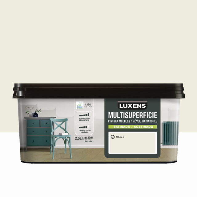 Esmalte madeira interior cream 5 acetinado 2.5L Luxens