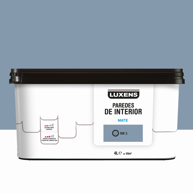 Pintura de interior LUXENS BASIC color INK 5 mate 4L para paredes y techos