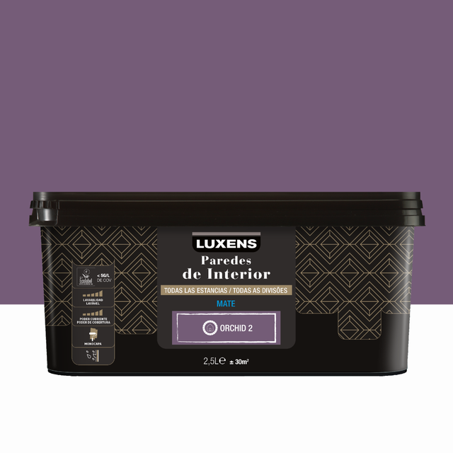 Pintura de interior ultralavable LUXENS color orchid 2 mate 2.5L para paredes y techos