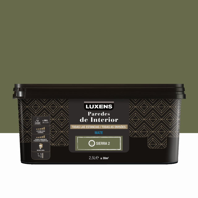 Tinta interior decorativa mate 2,5 L Sierra 2 Luxens Premium