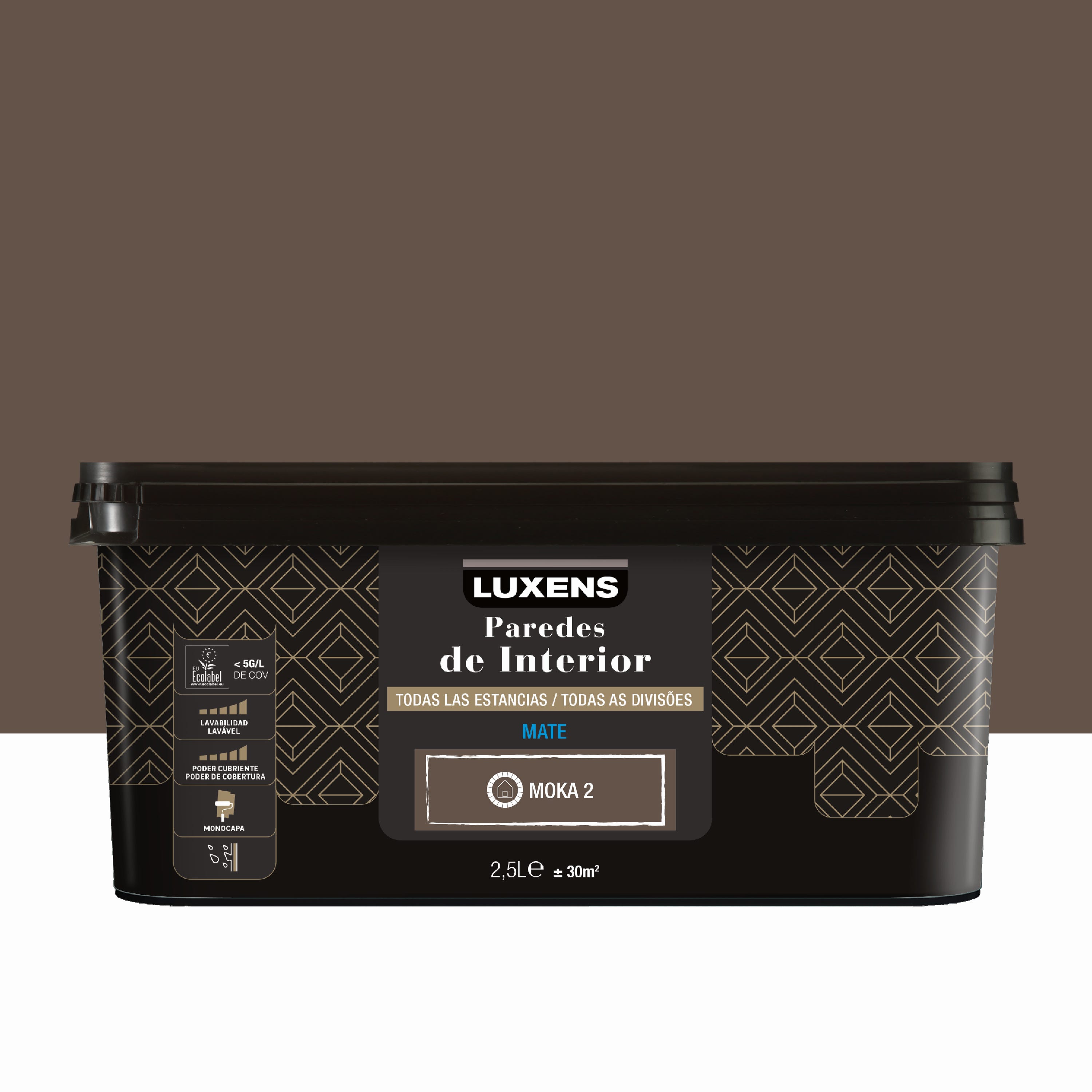 Color Mooka Pintura de interior ultralavable LUXENS color moka 2 mate 2.5L para ...