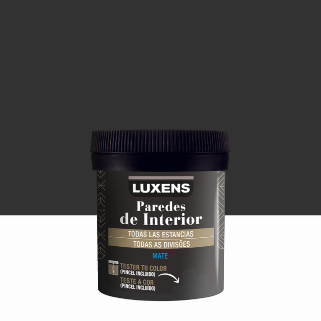 Tester de pintura ultralavable LUXENS color black 0 mate 75ml para paredes y techos