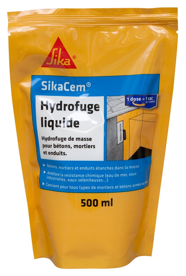 Hydrofuge pour mortier SIKA Sikacim 0.5 l blanc