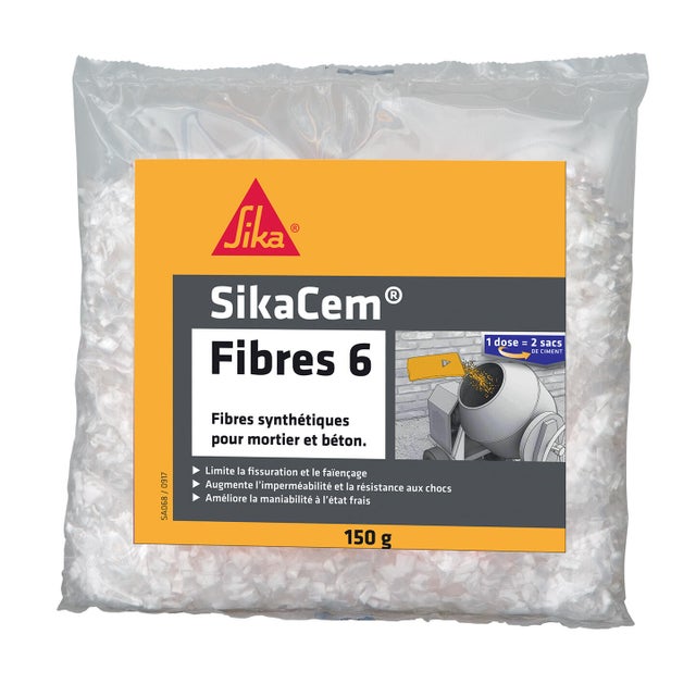 Lot de 3 fibres de renfort béton SIKA, 150 g x 3