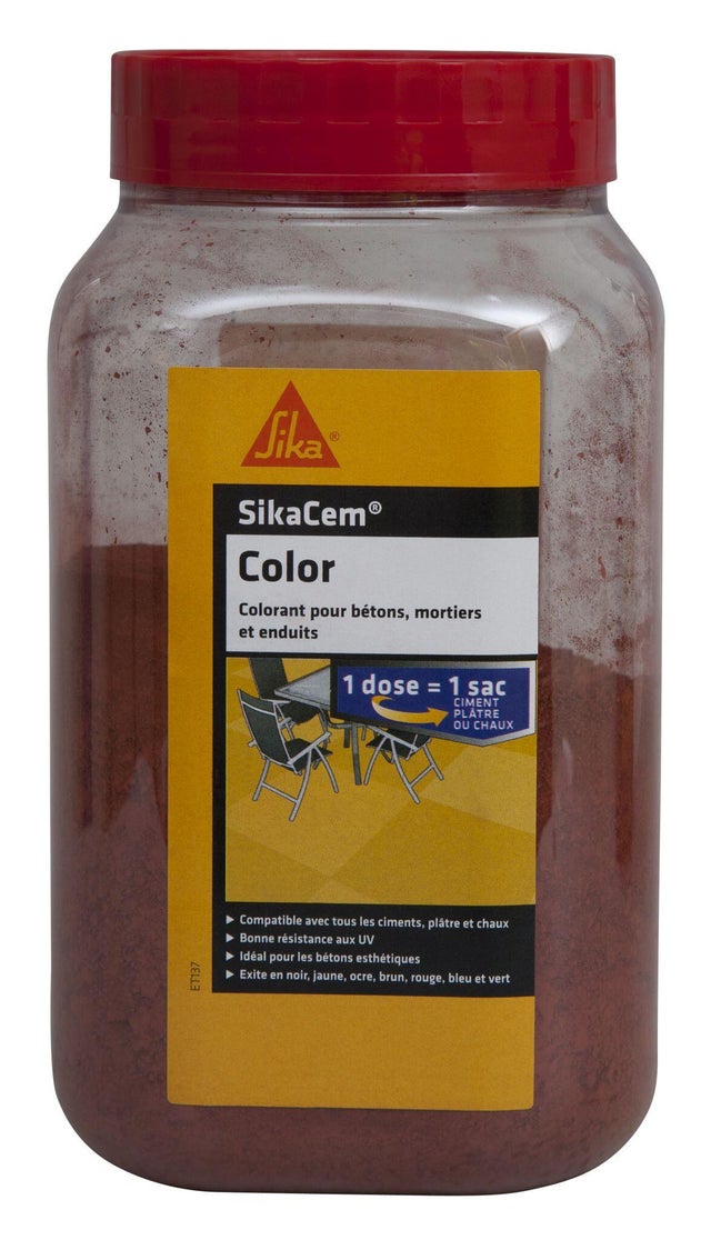Colorant pour mortier et béton Sikacim color Rouge SIKA, 1.9 l