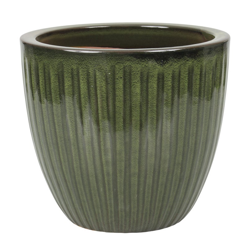 Donica szkliwiona 4377 śr.36cm zielona Cermax