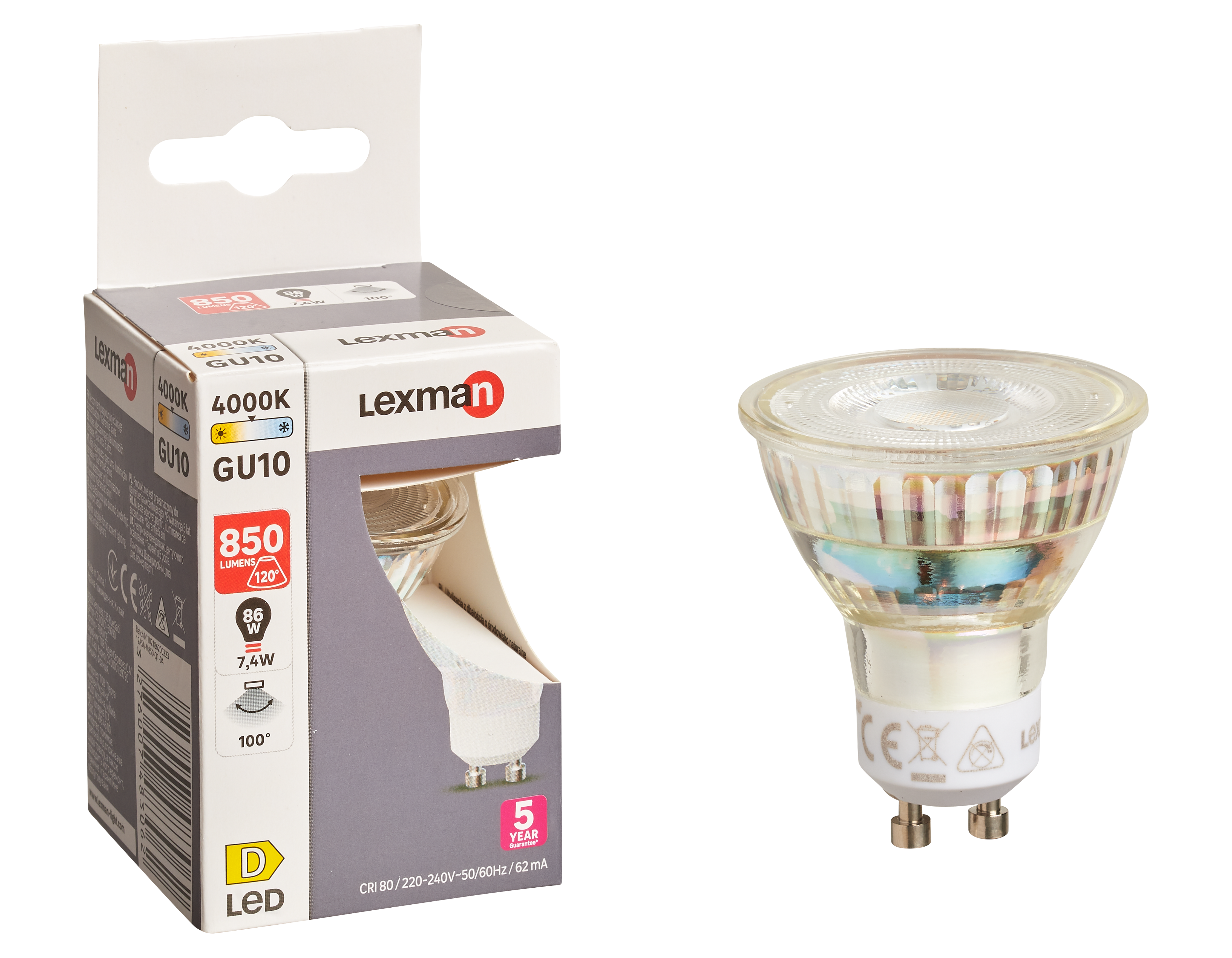Żarówka LED GU10 7,4 W 850 lm Neutralna biel Lexman - 6