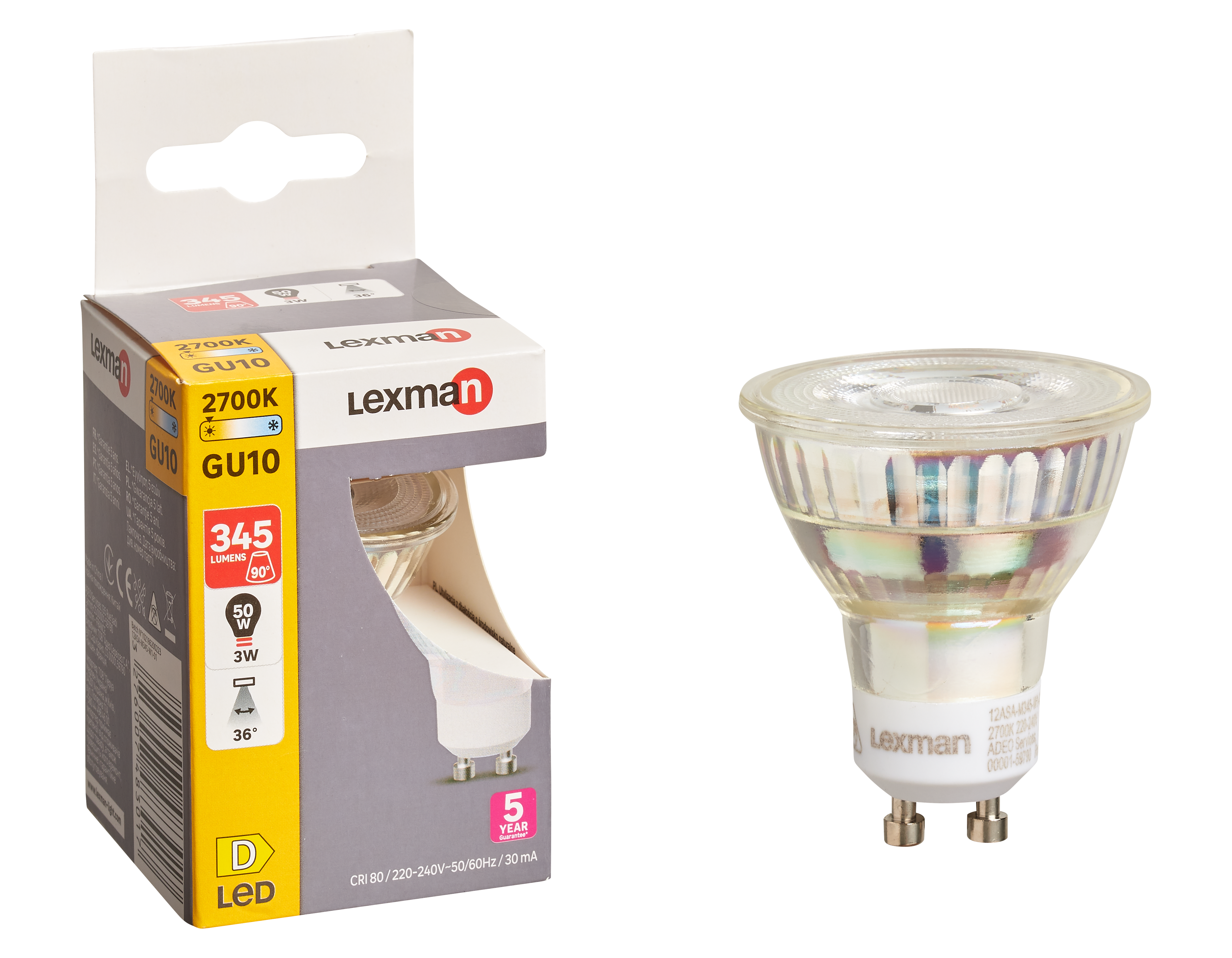 Żarówka LED GU10 3 W 345 lm Ciepła biel Lexman - 6