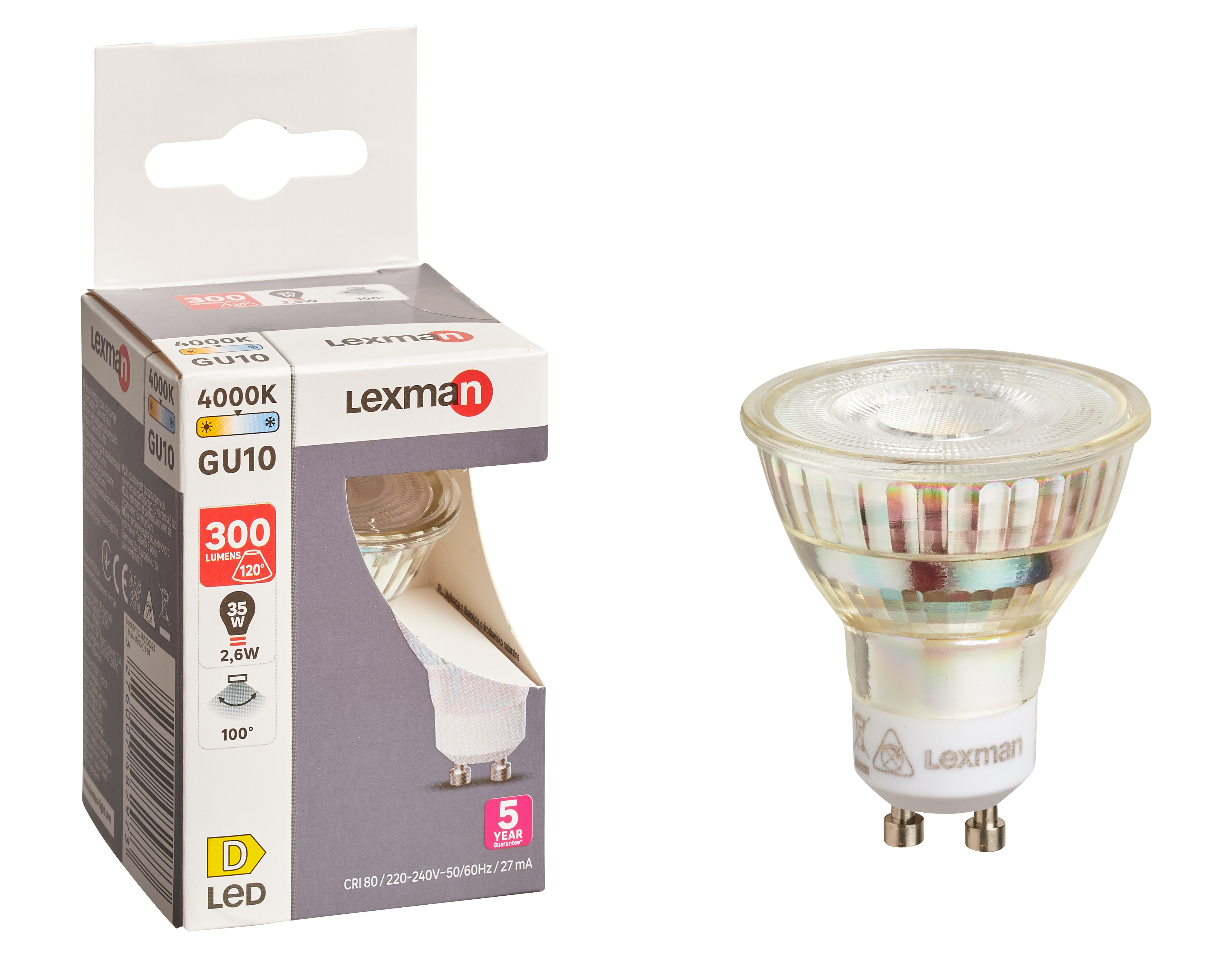 Żarówka LED GU10 2,6 W 300 lm Neutralna biel Lexman - 6