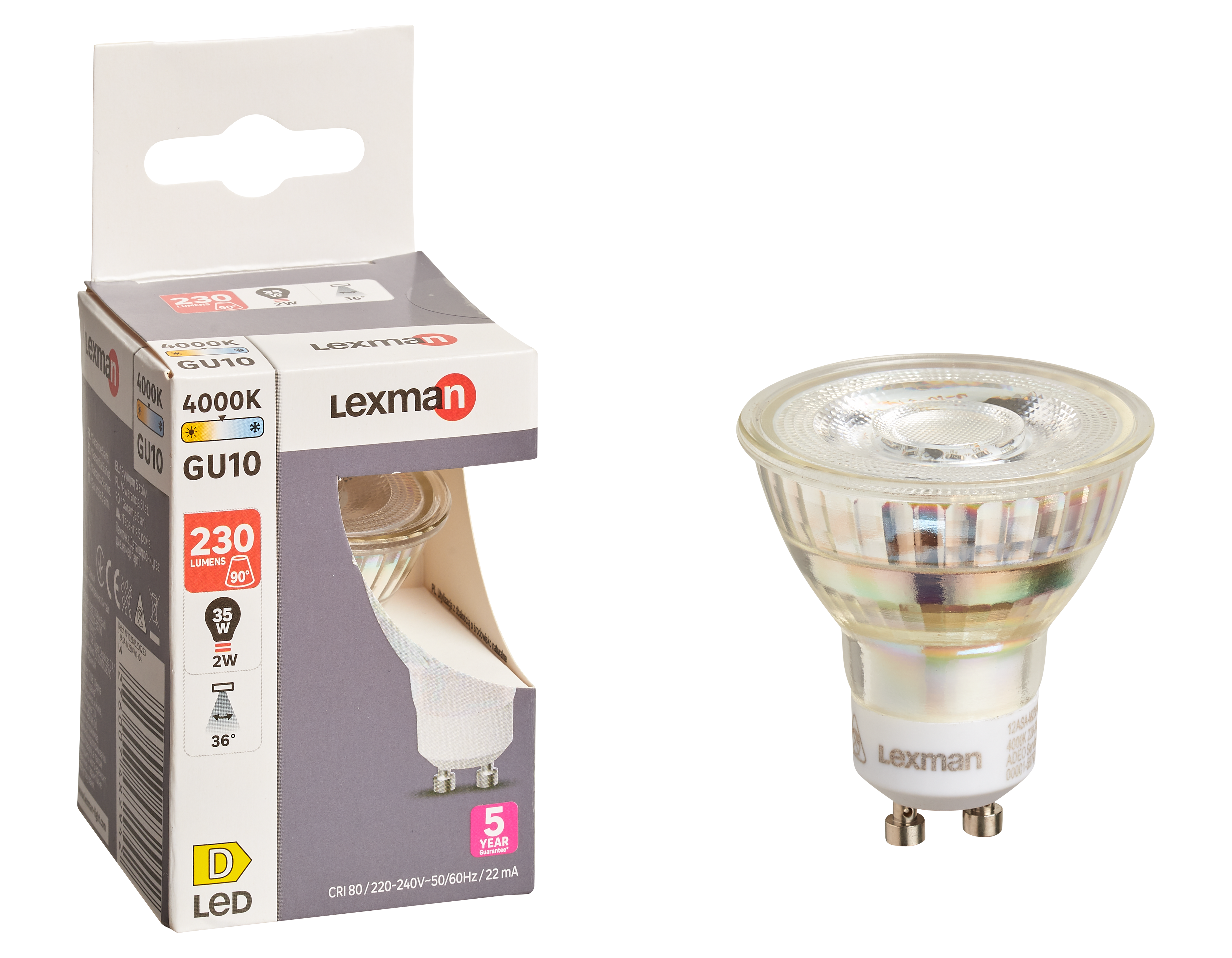 Żarówka LED GU10 2 W 230 lm Neutralna biel Lexman - 7