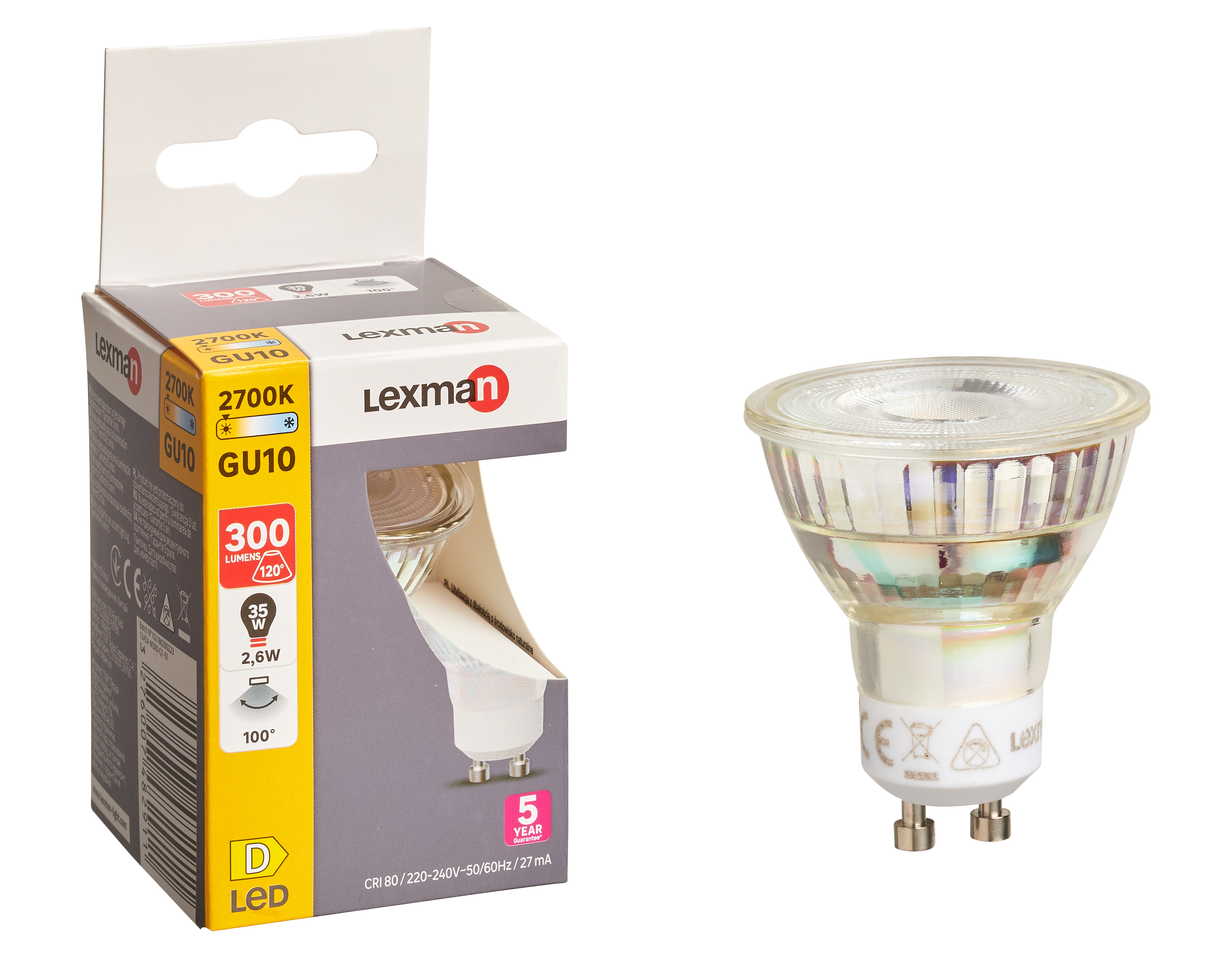 Żarówka LED GU10 2,6 W 300 lm Ciepła biel Lexman - 6