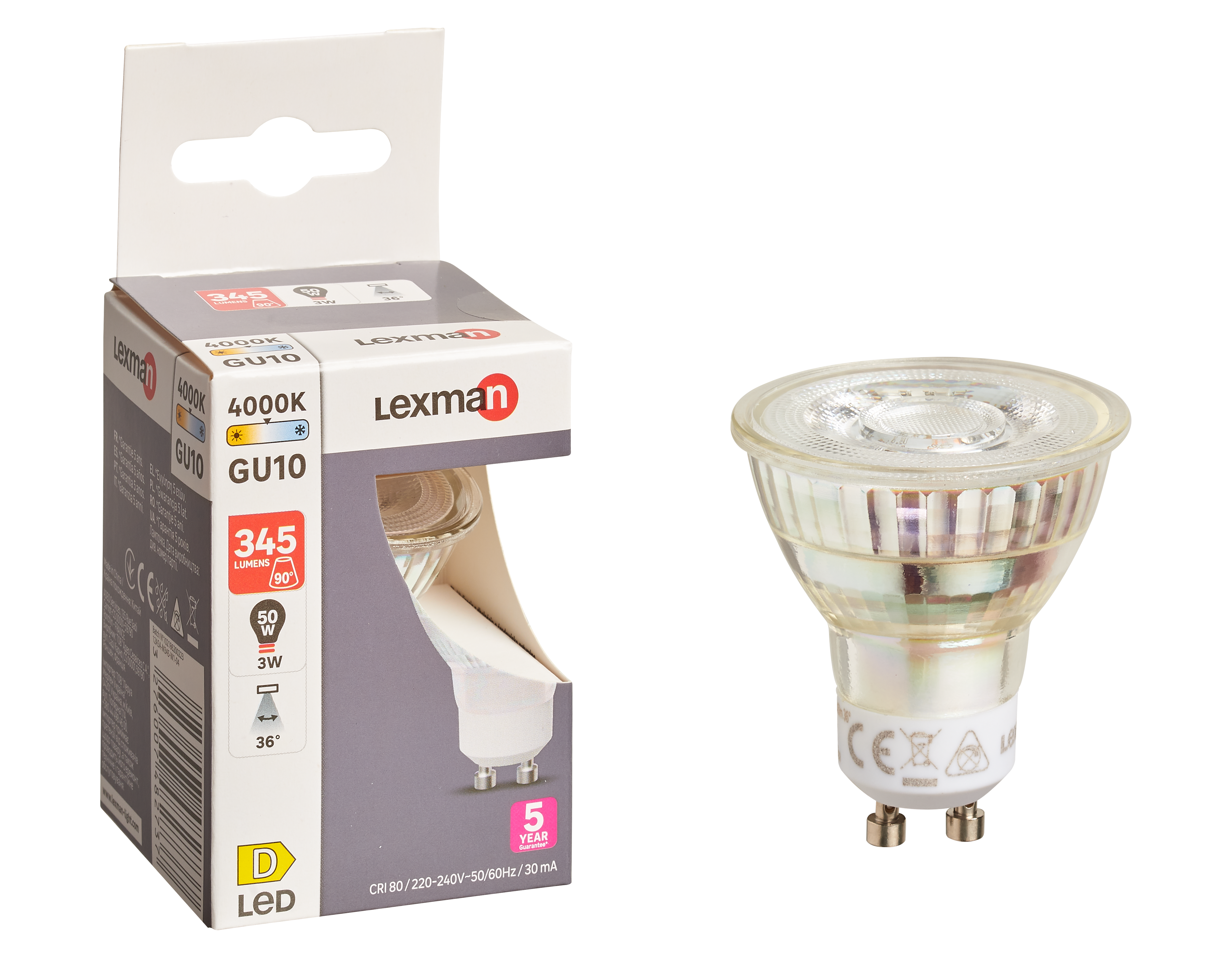 Żarówka LED GU10 3 W 345 lm Neutralna biel Lexman  - 6