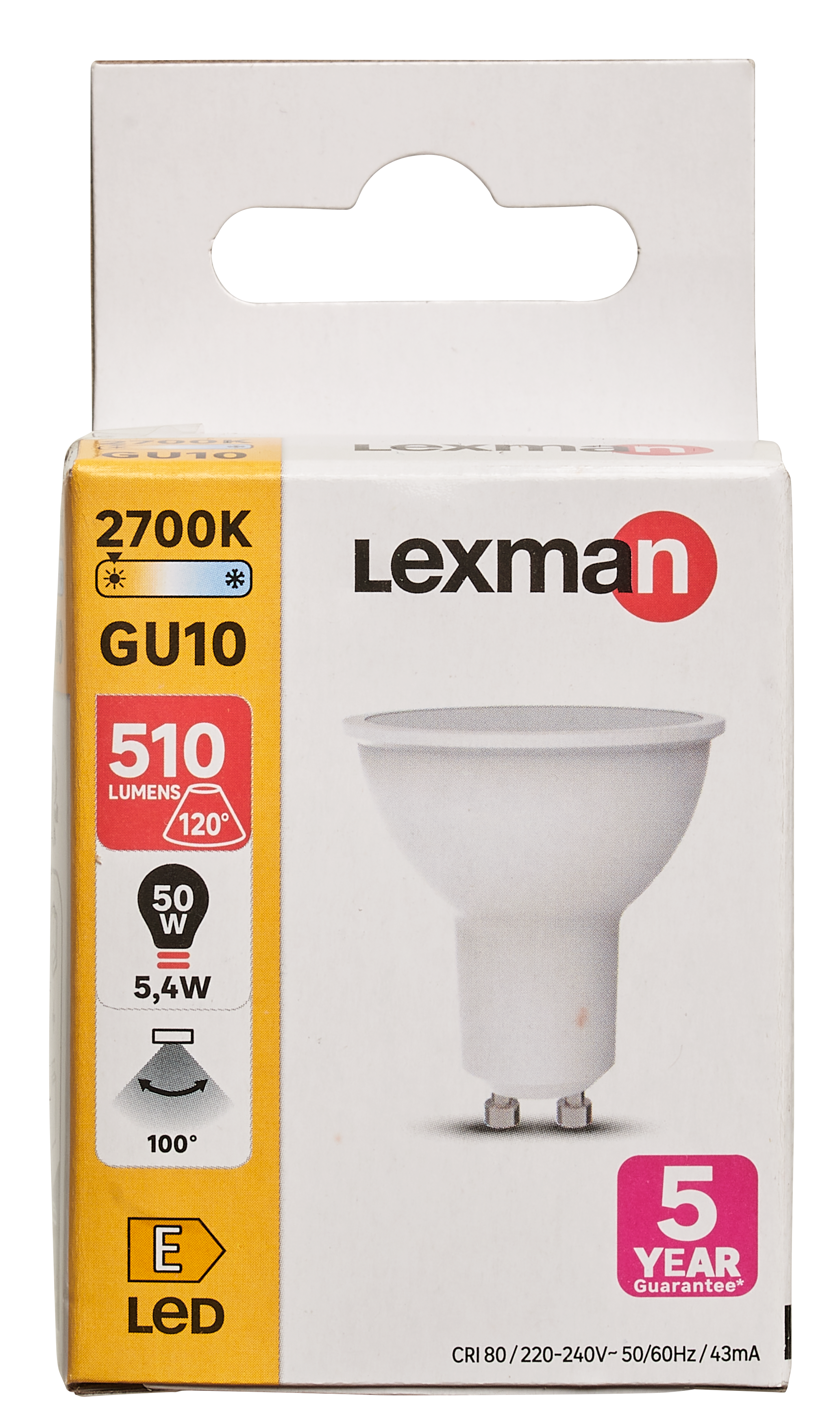 Żarówka LED GU10 5,4 W = 50 W 510 lm Ciepła biel Lexman - 10