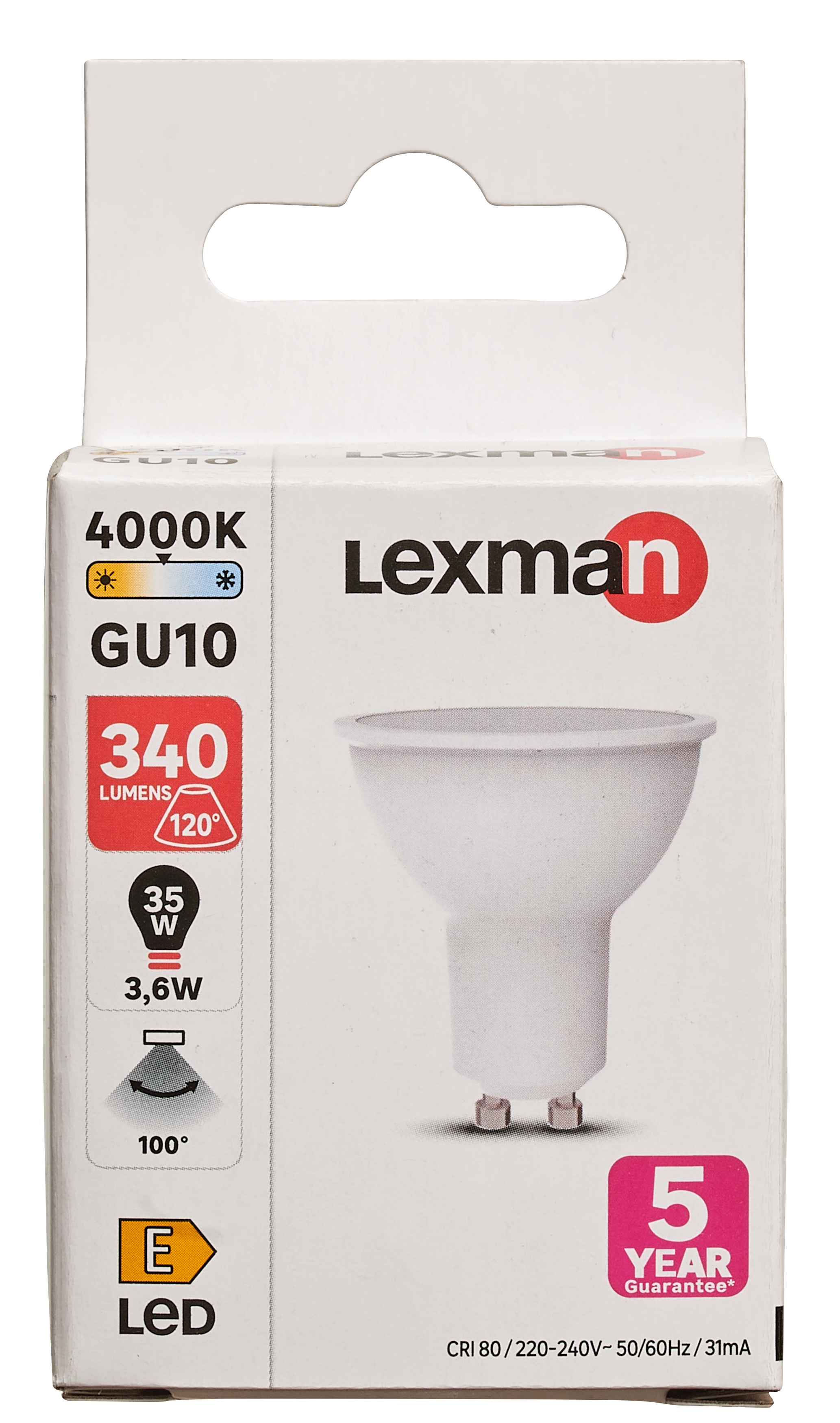Żarówka LED GU10 3,6 W = 35 W 340 lm Neutralna biel Lexman - 10
