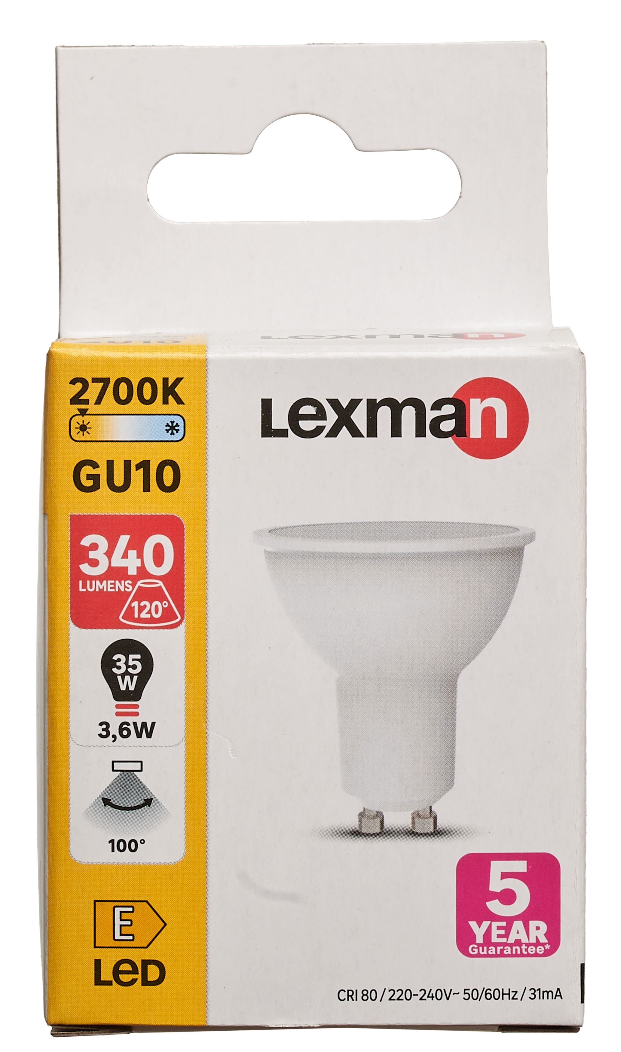 Żarówka LED GU10 3,6 W = 35 W 340 lm Ciepła biel Lexman - 11
