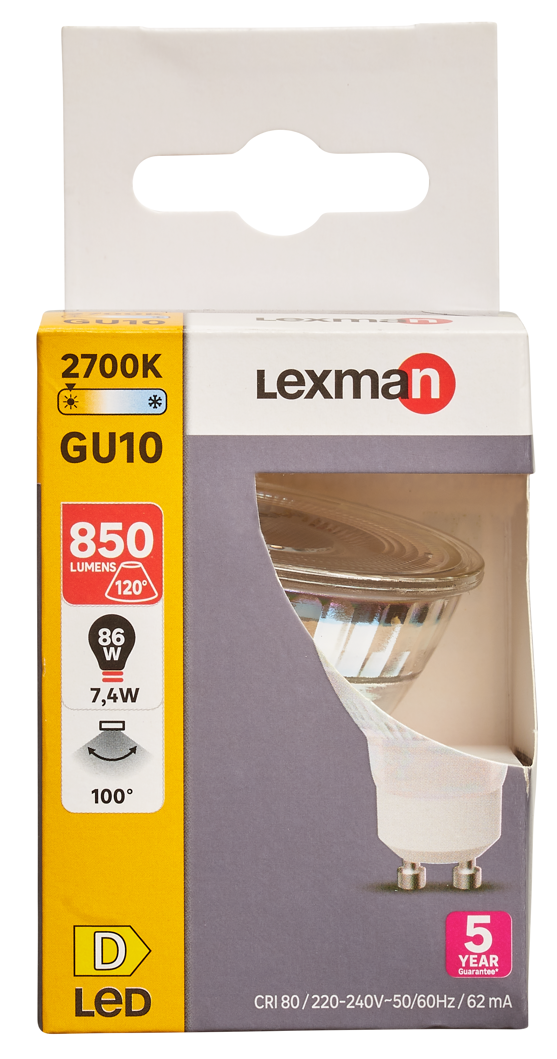Żarówka LED GU10 7,4 W 850 lm Ciepła biel Lexman - 10