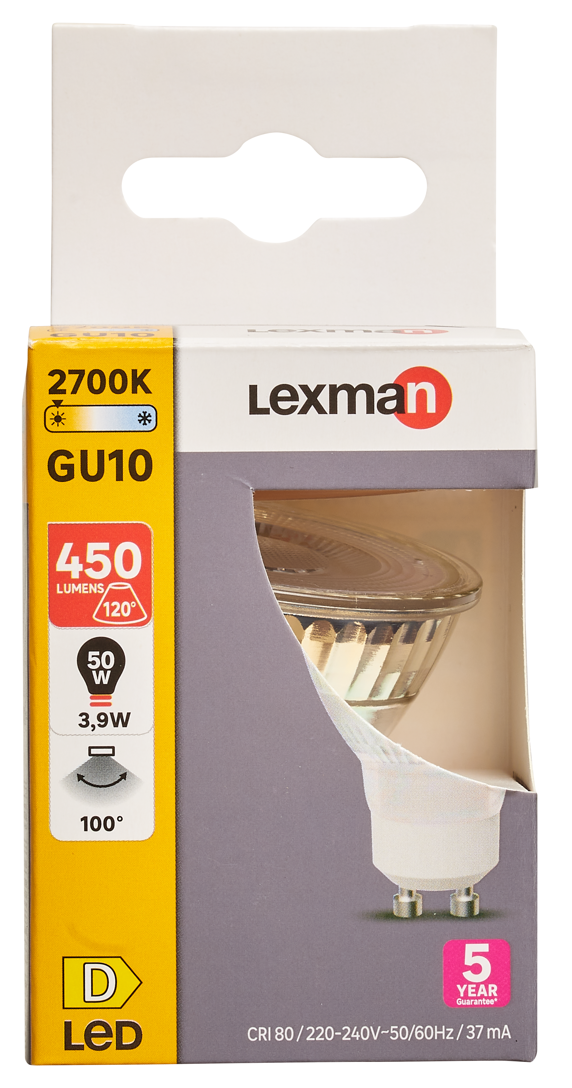 Żarówka LED GU10 3,9 W 450 lm Ciepła biel Lexman - 10