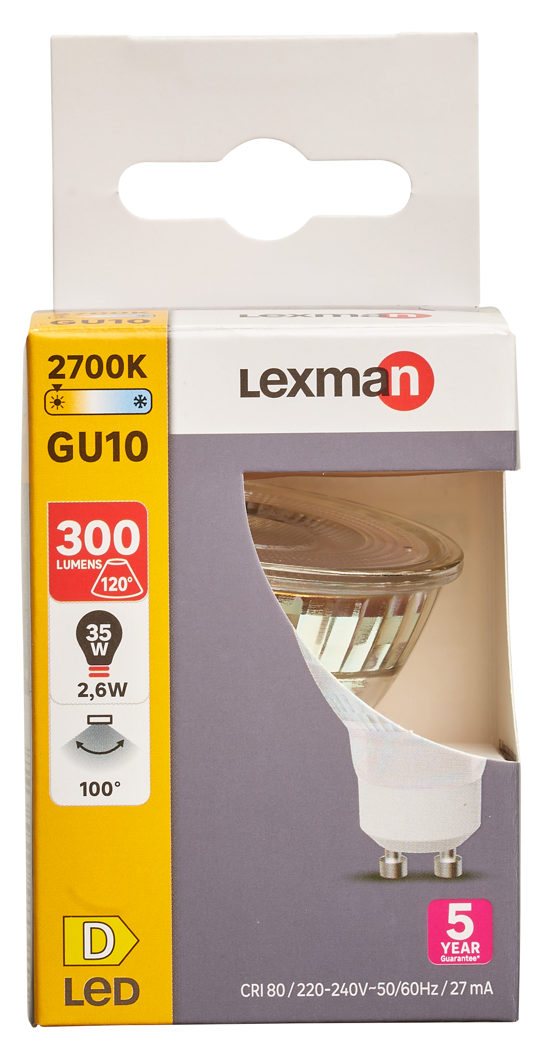 Żarówka LED GU10 2,6 W 300 lm Ciepła biel Lexman - 11