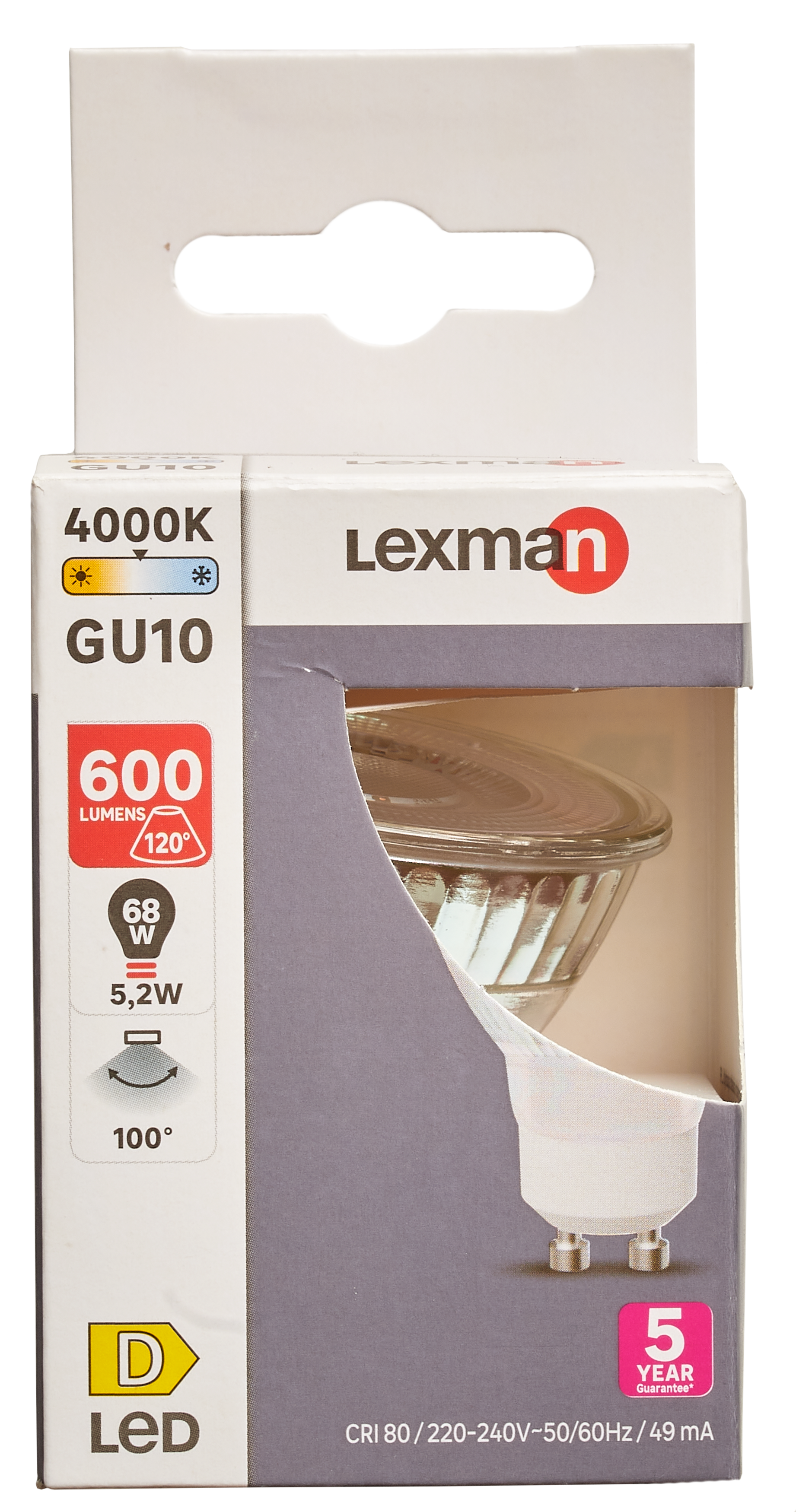 Żarówka LED GU10 5,2 W 600 lm Neutralna biel Lexman - 9
