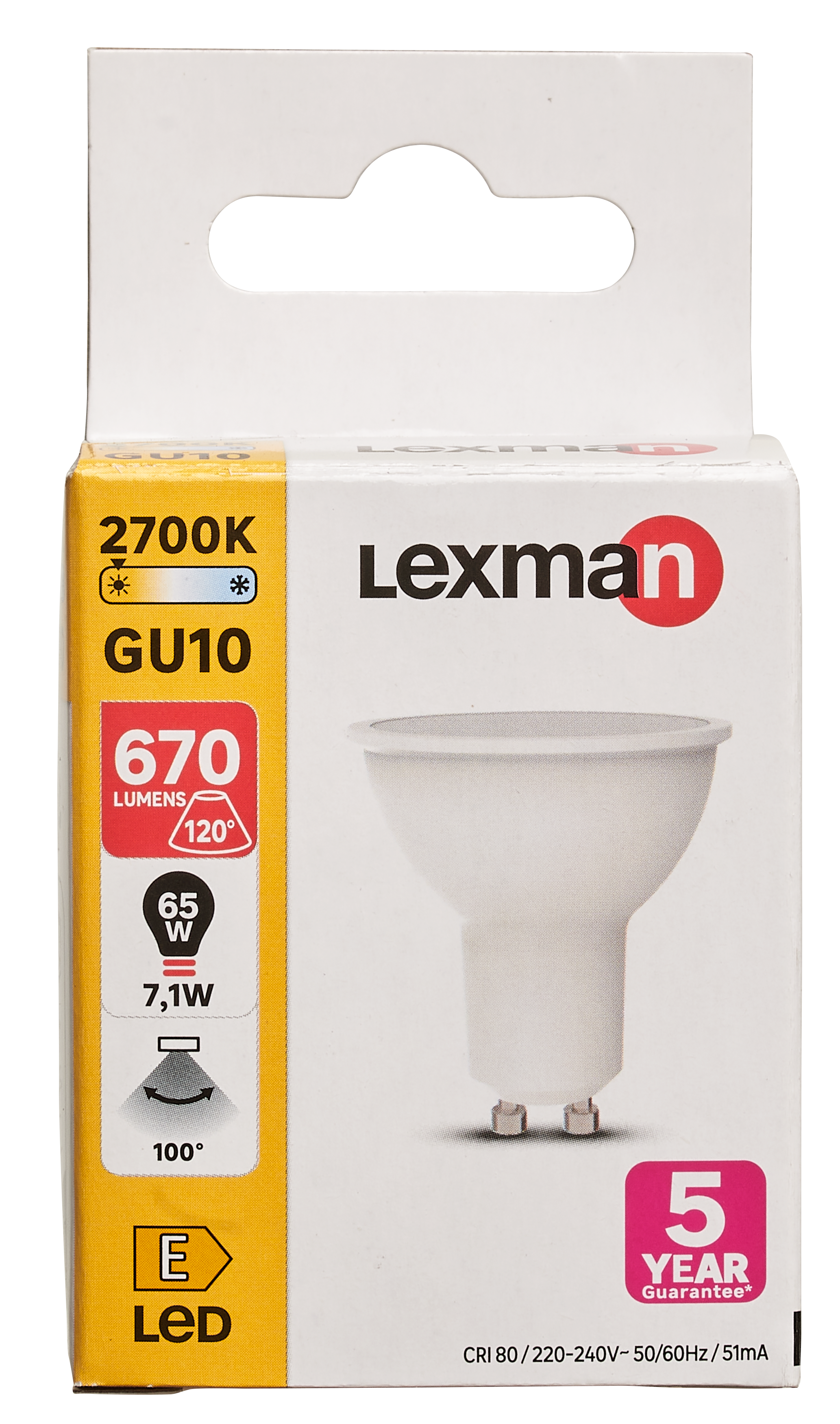 Żarówka LED GU10 7,1 W 670 lm Ciepła biel Lexman - 10