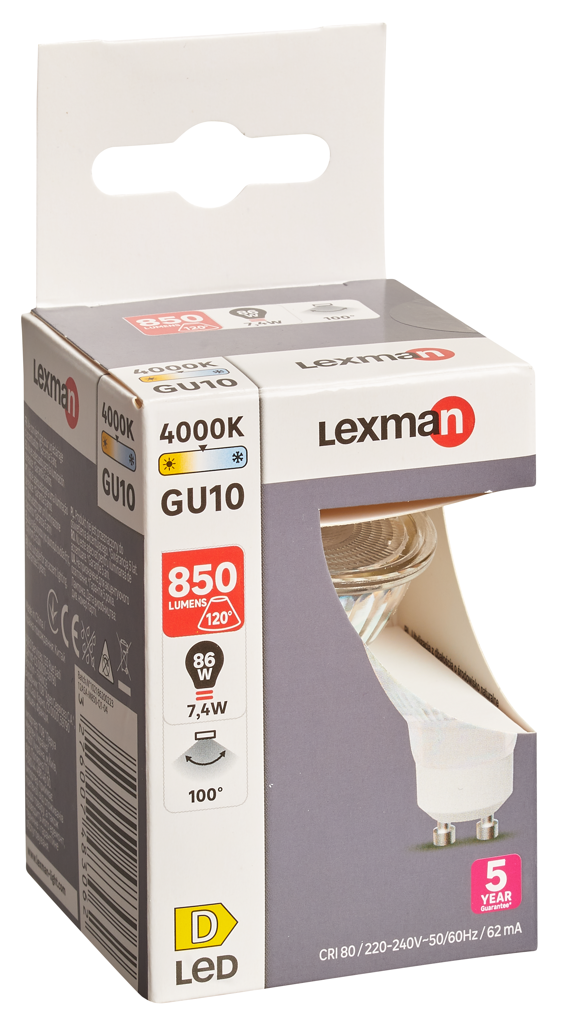Żarówka LED GU10 7,4 W 850 lm Neutralna biel Lexman - 10