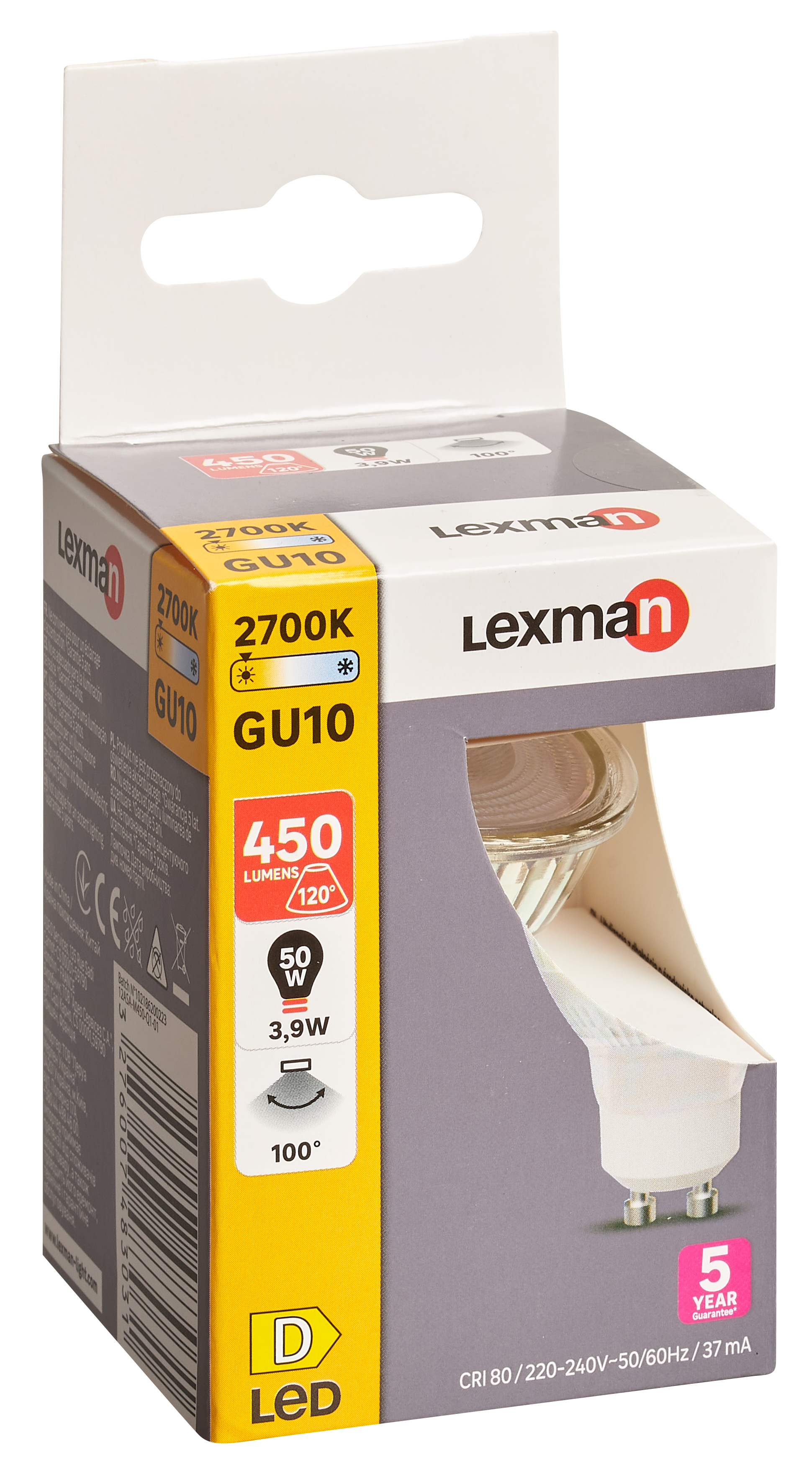 Żarówka LED GU10 3,9 W 450 lm Ciepła biel Lexman - 9