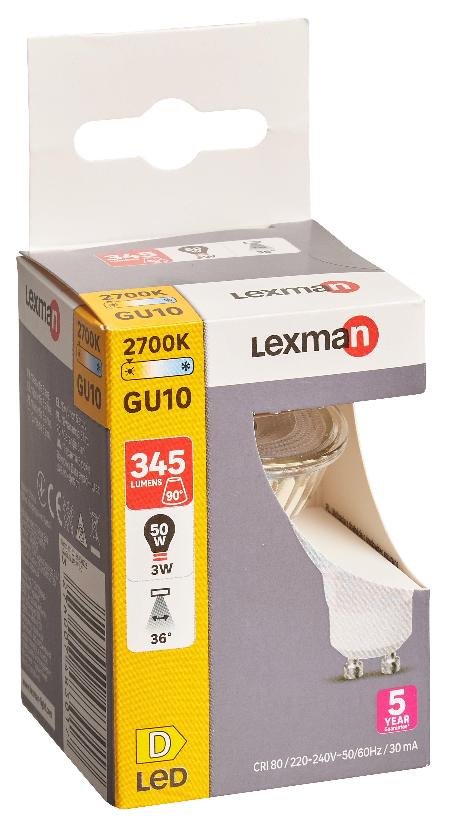 Żarówka LED GU10 3 W 345 lm Ciepła biel Lexman - 10