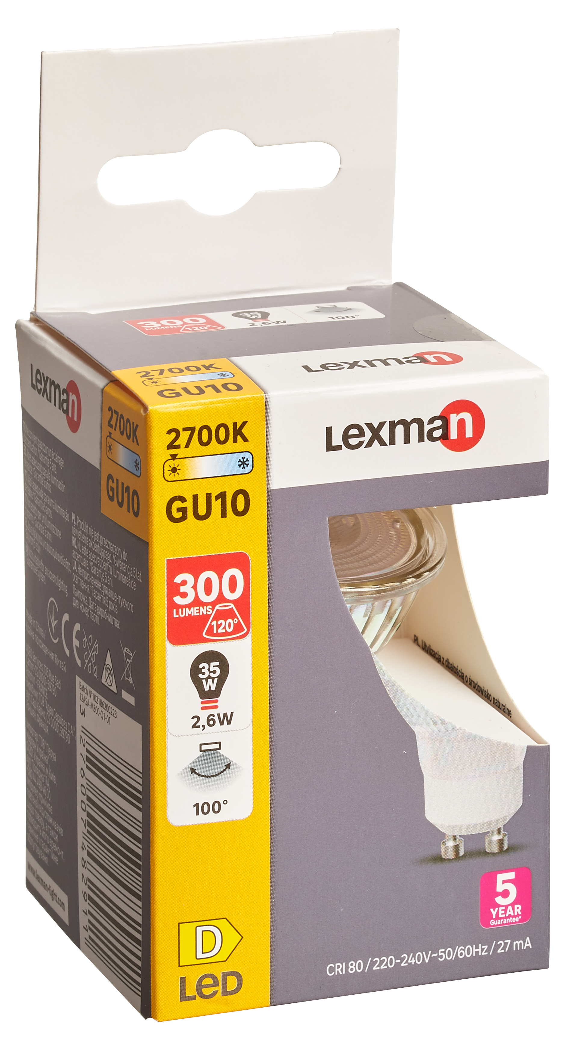 Żarówka LED GU10 2,6 W 300 lm Ciepła biel Lexman - 10