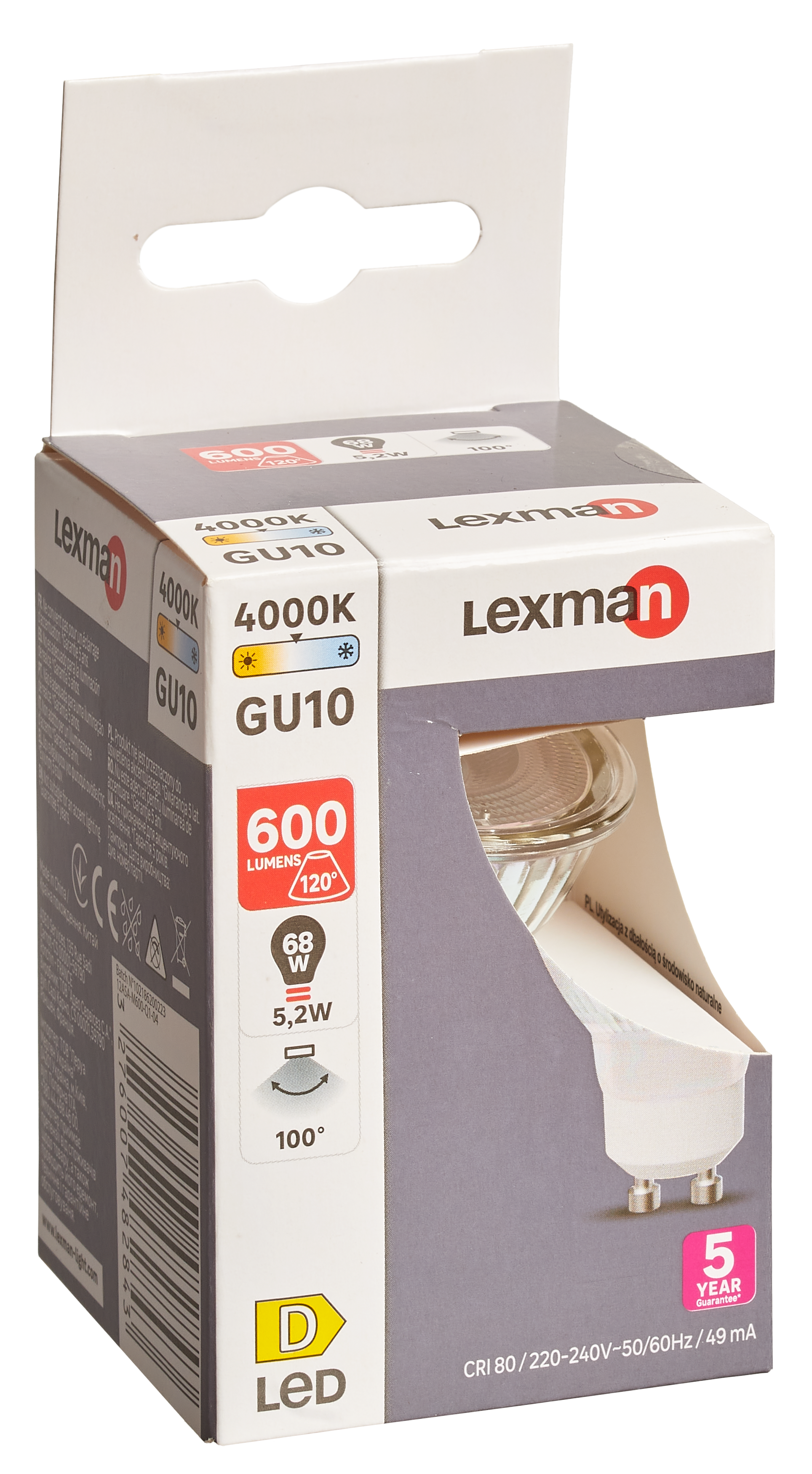 Żarówka LED GU10 5,2 W 600 lm Neutralna biel Lexman - 8