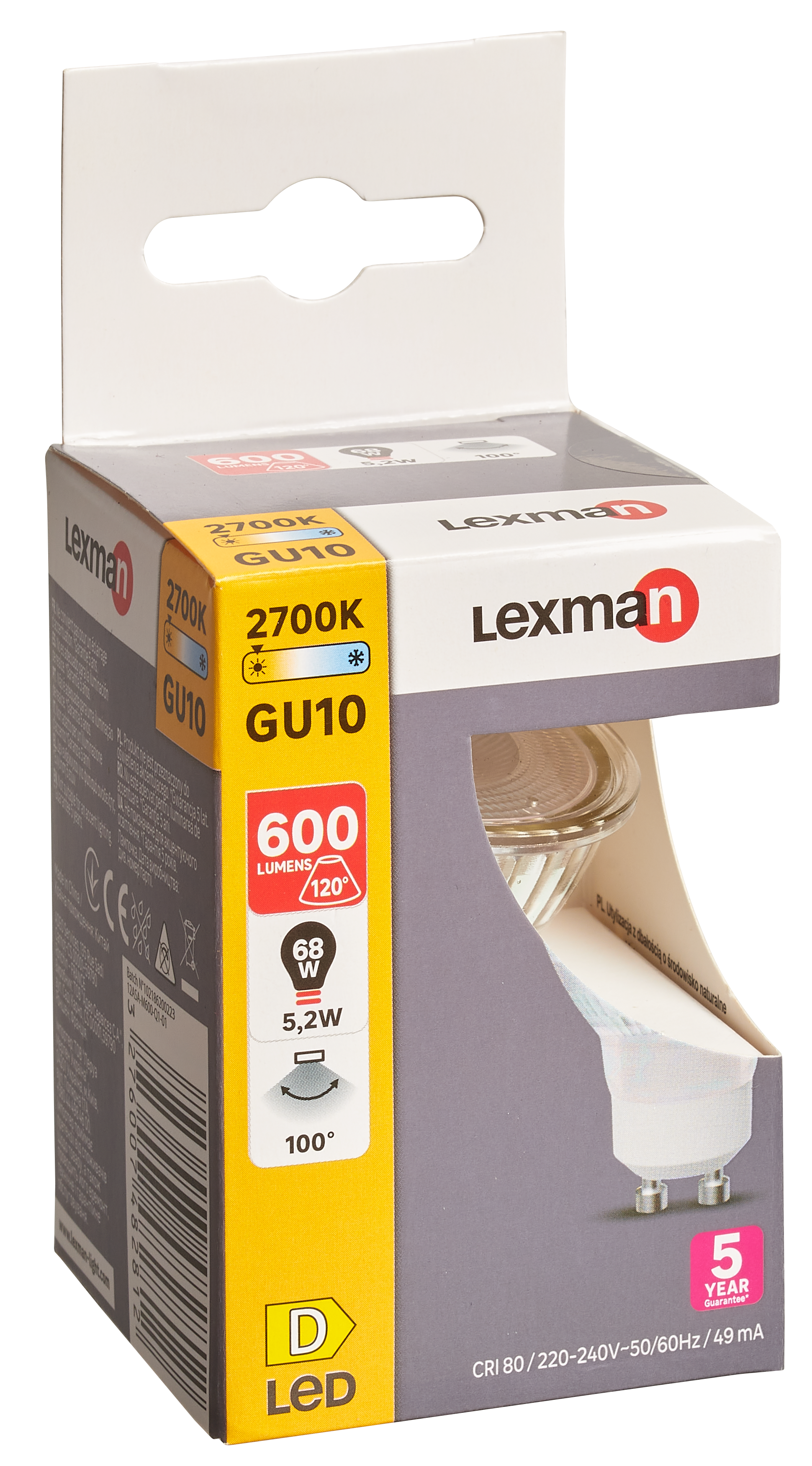 Żarówka LED GU10 5,2 W 600 lm Ciepła biel Lexman - 9