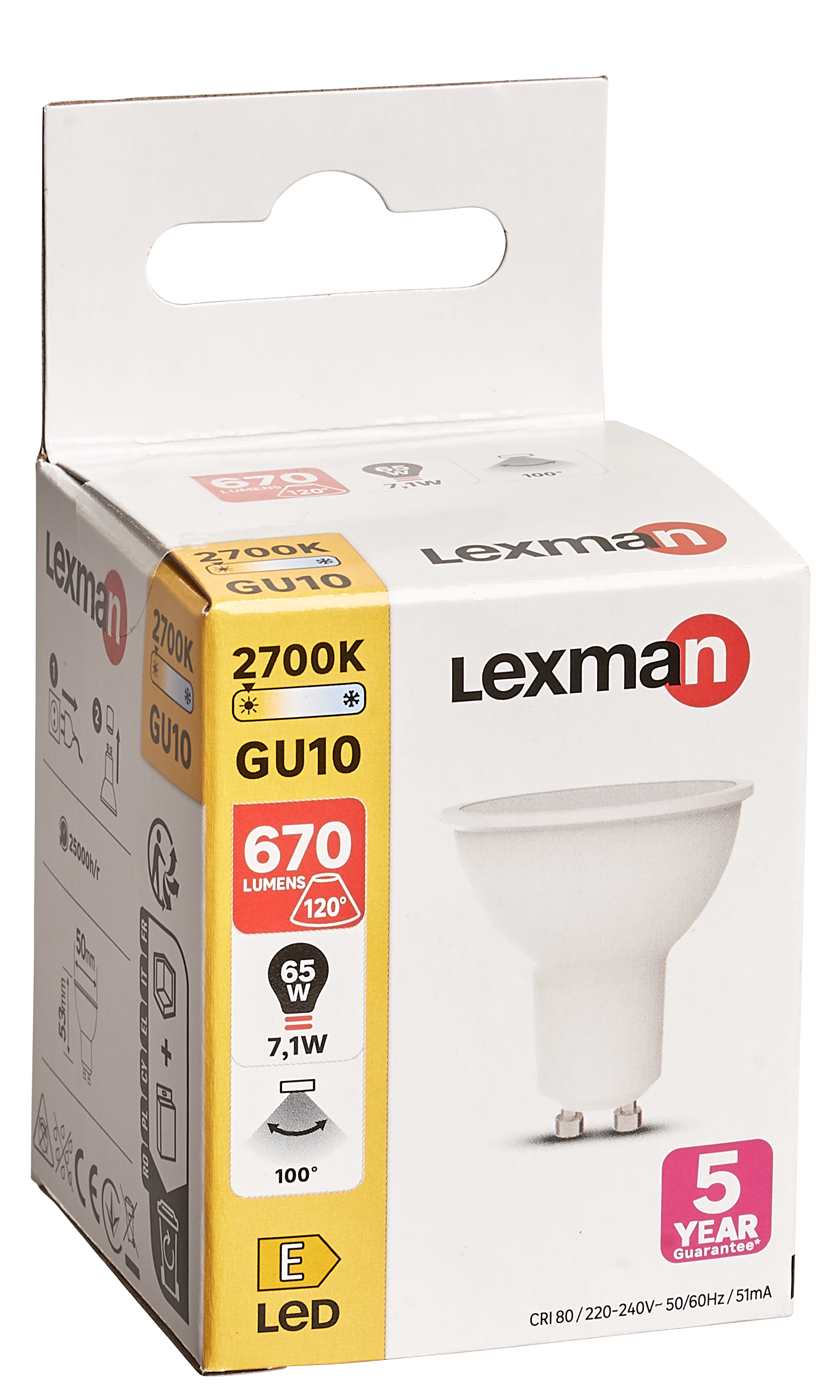 Żarówka LED GU10 7,1 W 670 lm Ciepła biel Lexman - 9