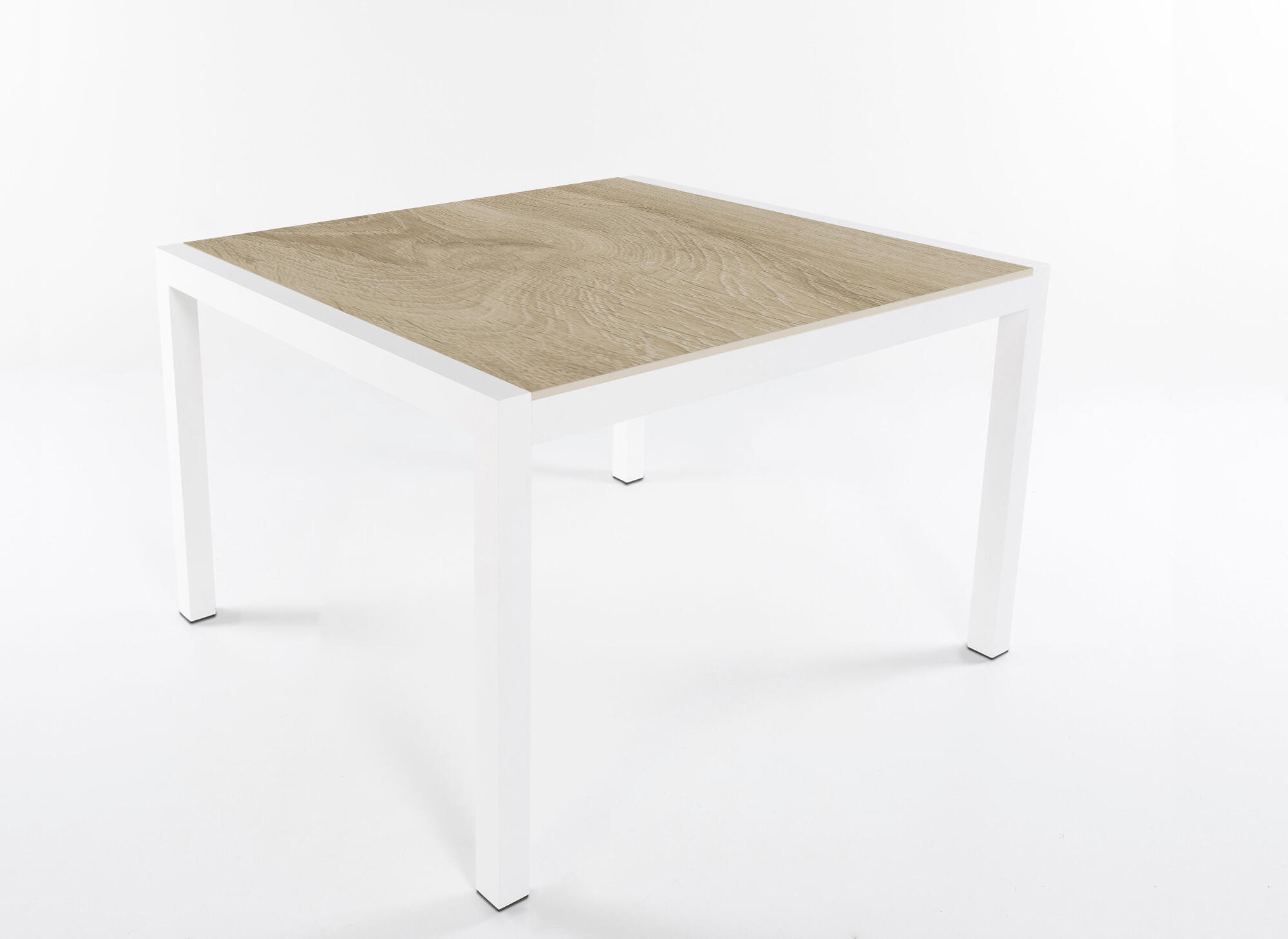 Mesa de jardín luca de aluminio y cerámica blanca de 102x74x90 cm