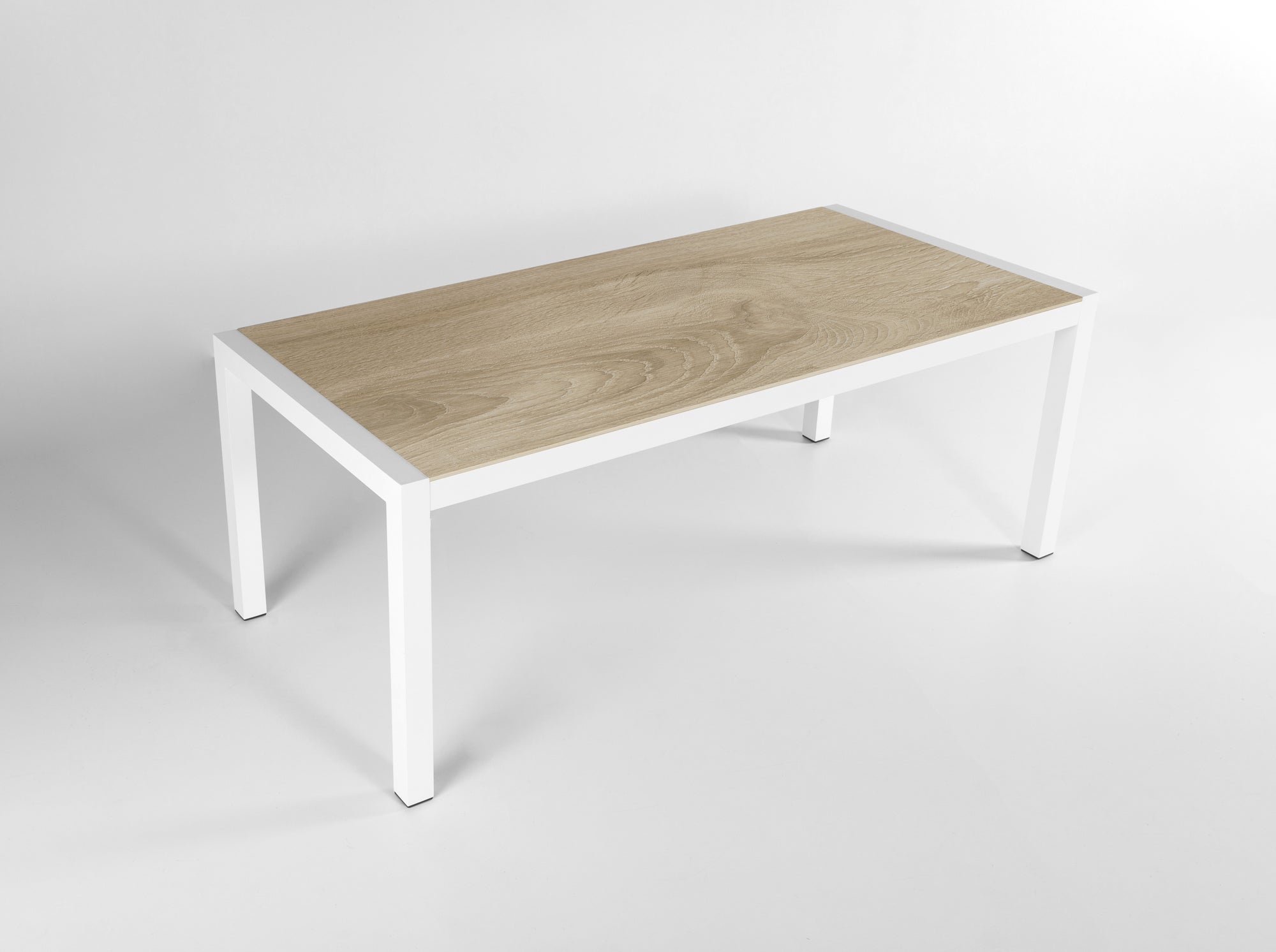 Mesa de jardín luca de aluminio y cerámica blanca de 192x74x90 cm