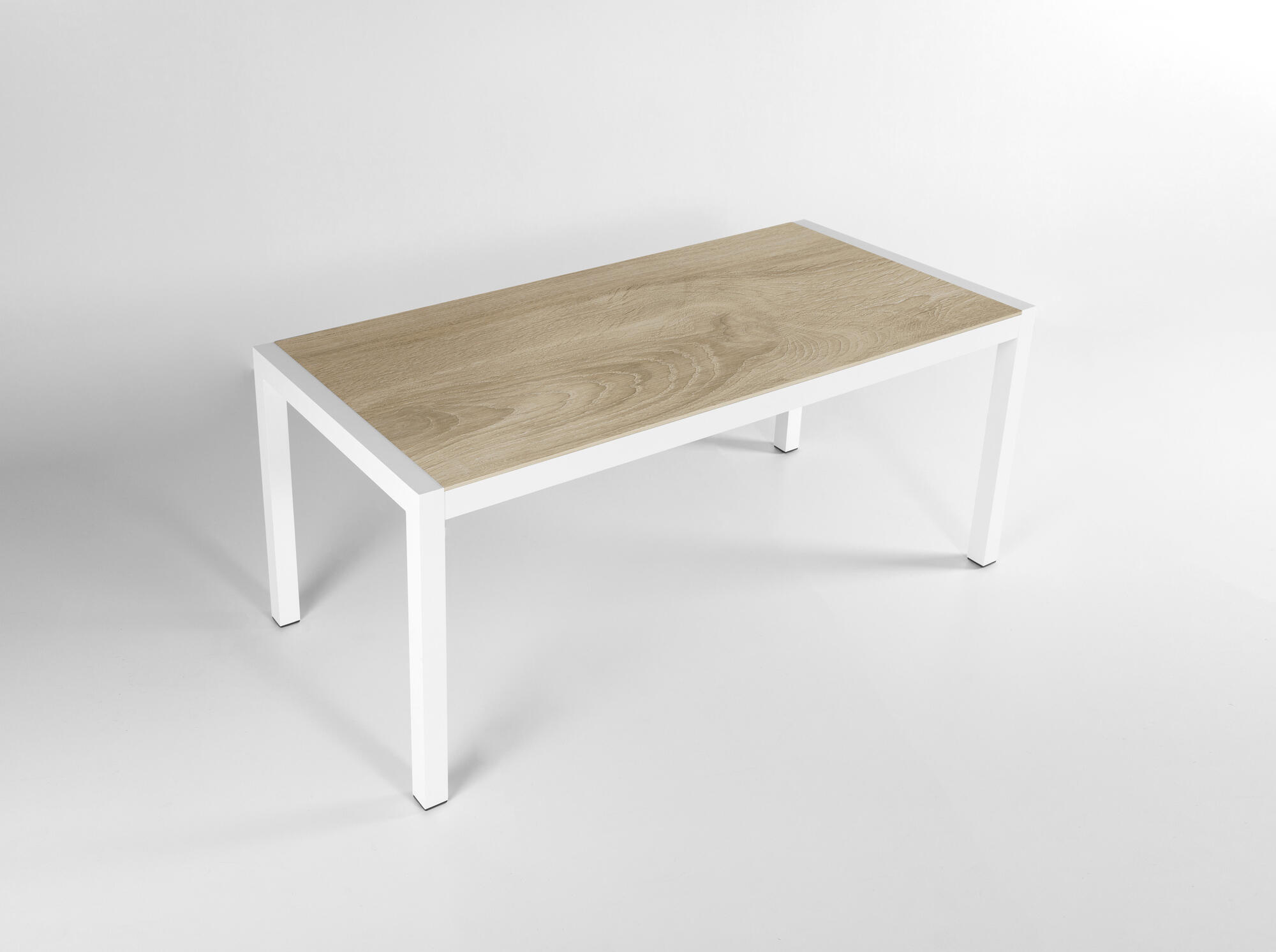 Mesa de jardín luca de aluminio y cerámica blanca de 162x74x75 cm