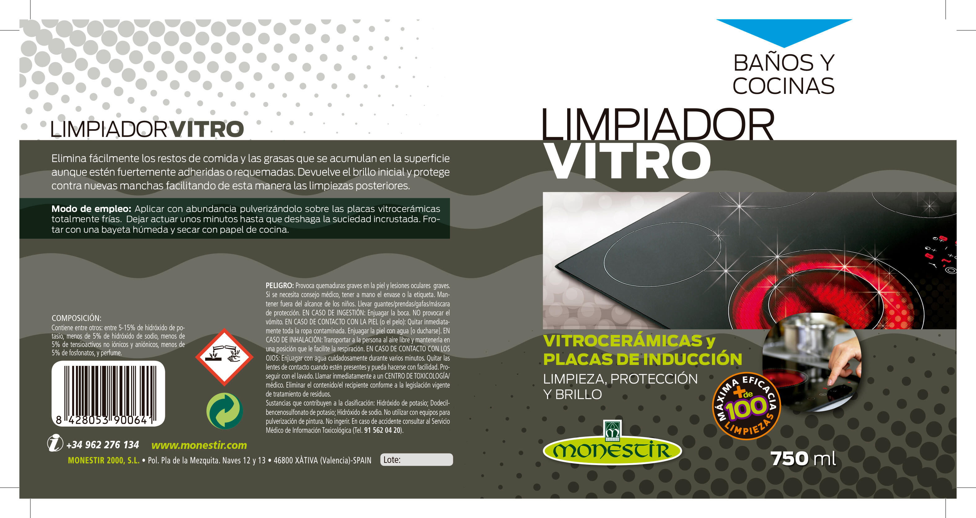 Limpiador vitrocerámicas pulverizador espuma MONESTIR 750ml - 5