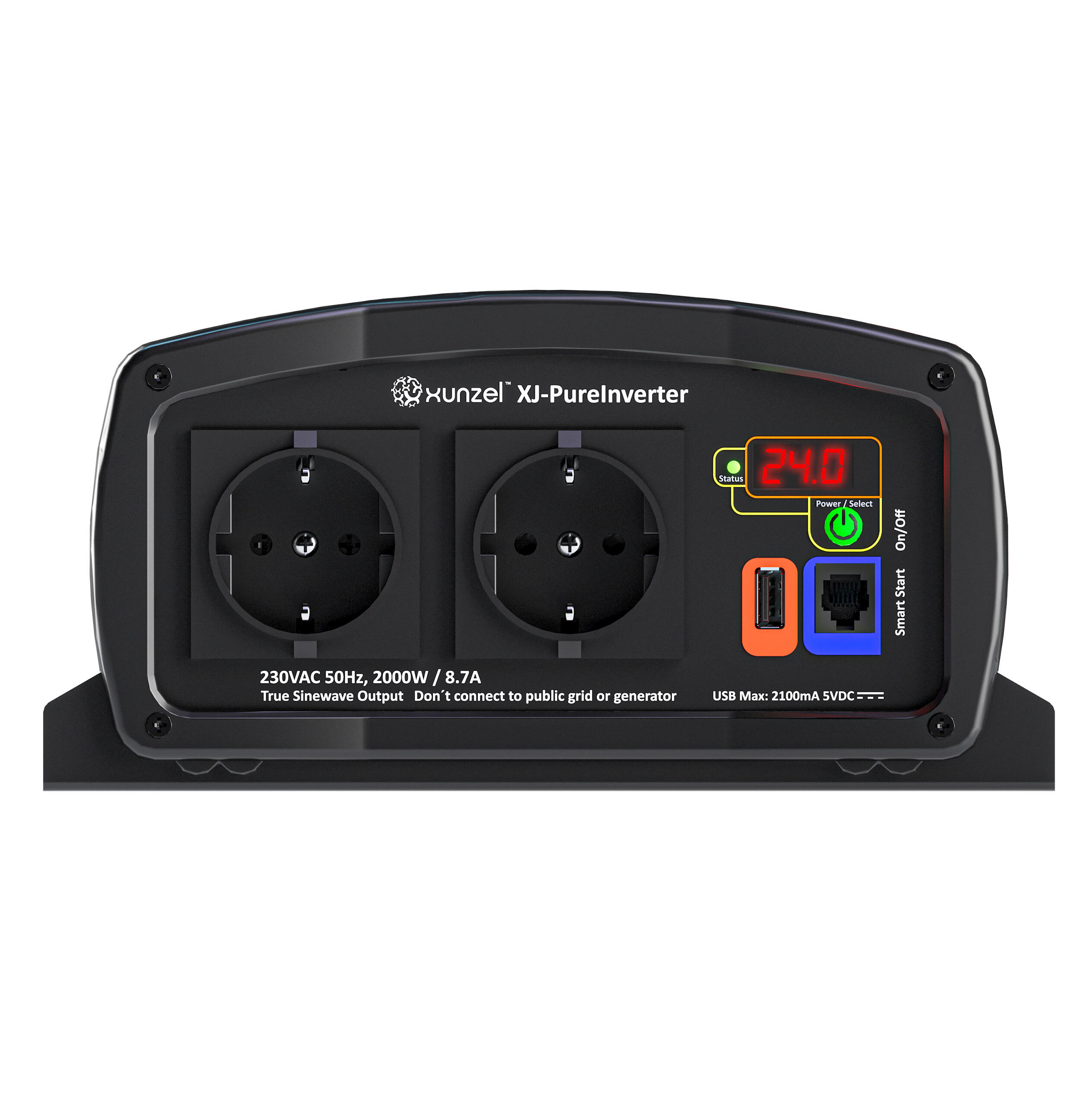 Inversor de Onda Senoidal Pura Avançado XJ-XUNZEL-2000W-24V cabos incluídos - 2