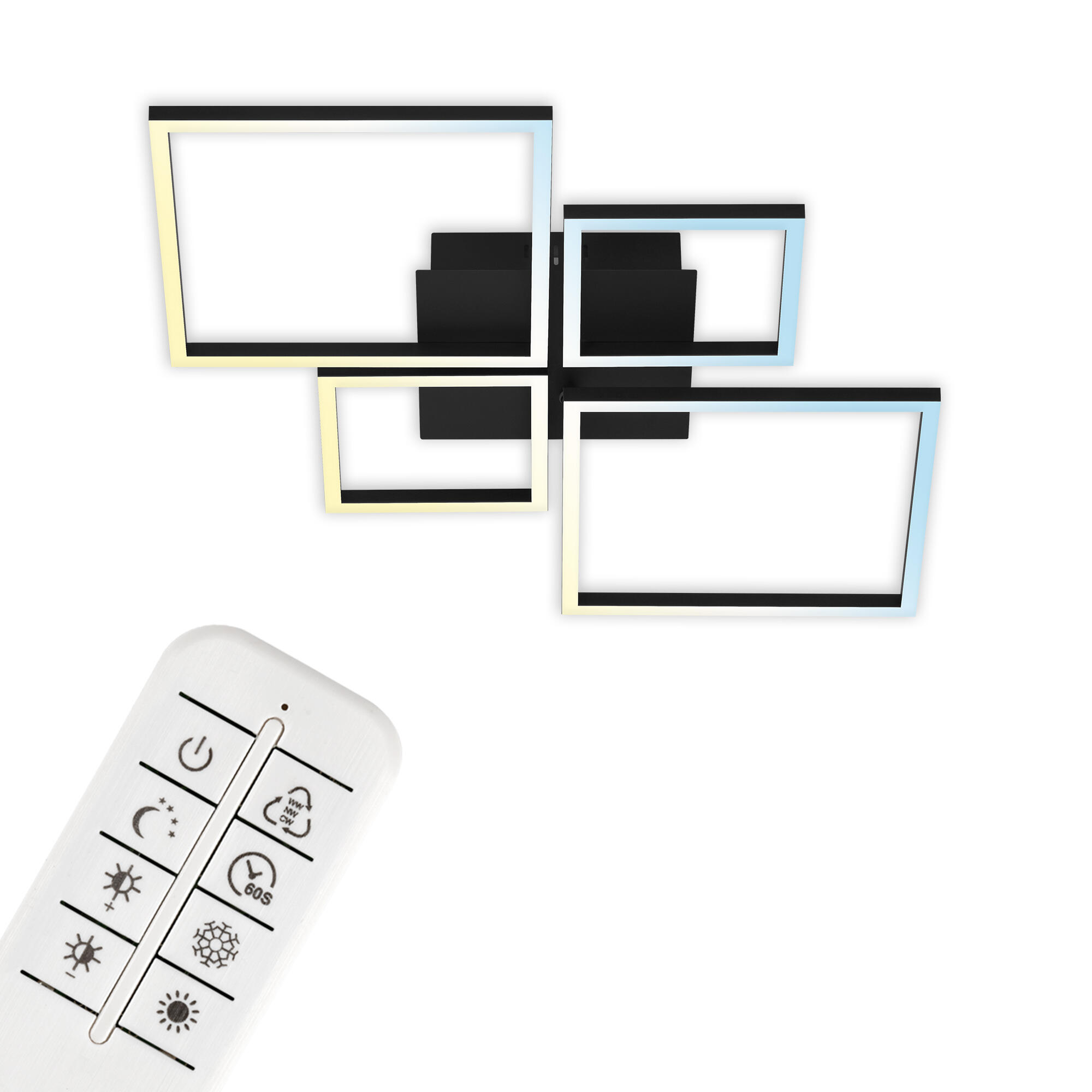 Plafón frame led 38w color luz regulable negro con mando