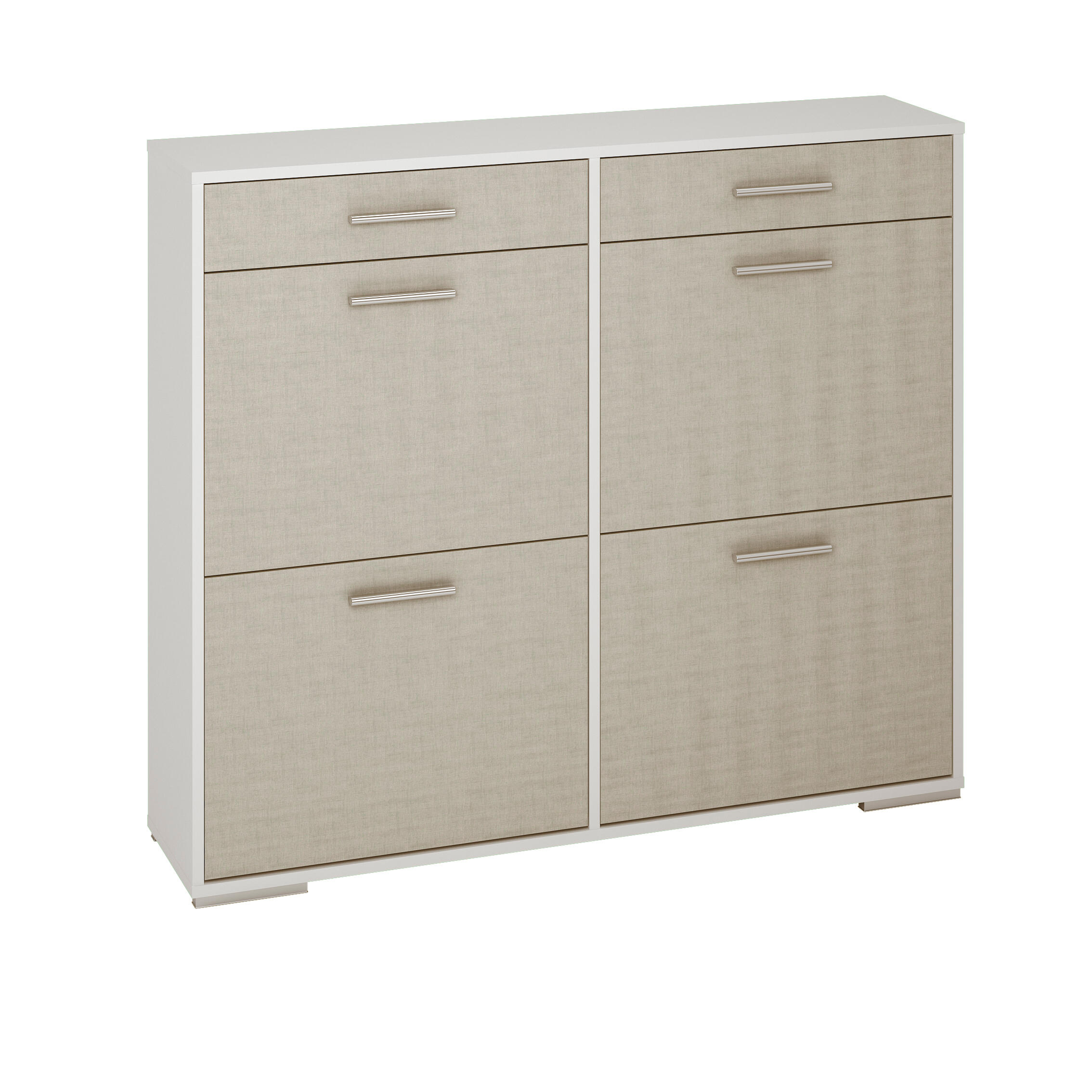 Zapatero milano con 4 compartimentos para 16 pares en melamina color blanco 117x100x27 cm