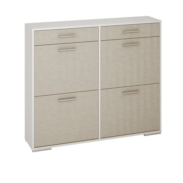 Zapatero blanco textil para 16 pares de 117x100x27 cm