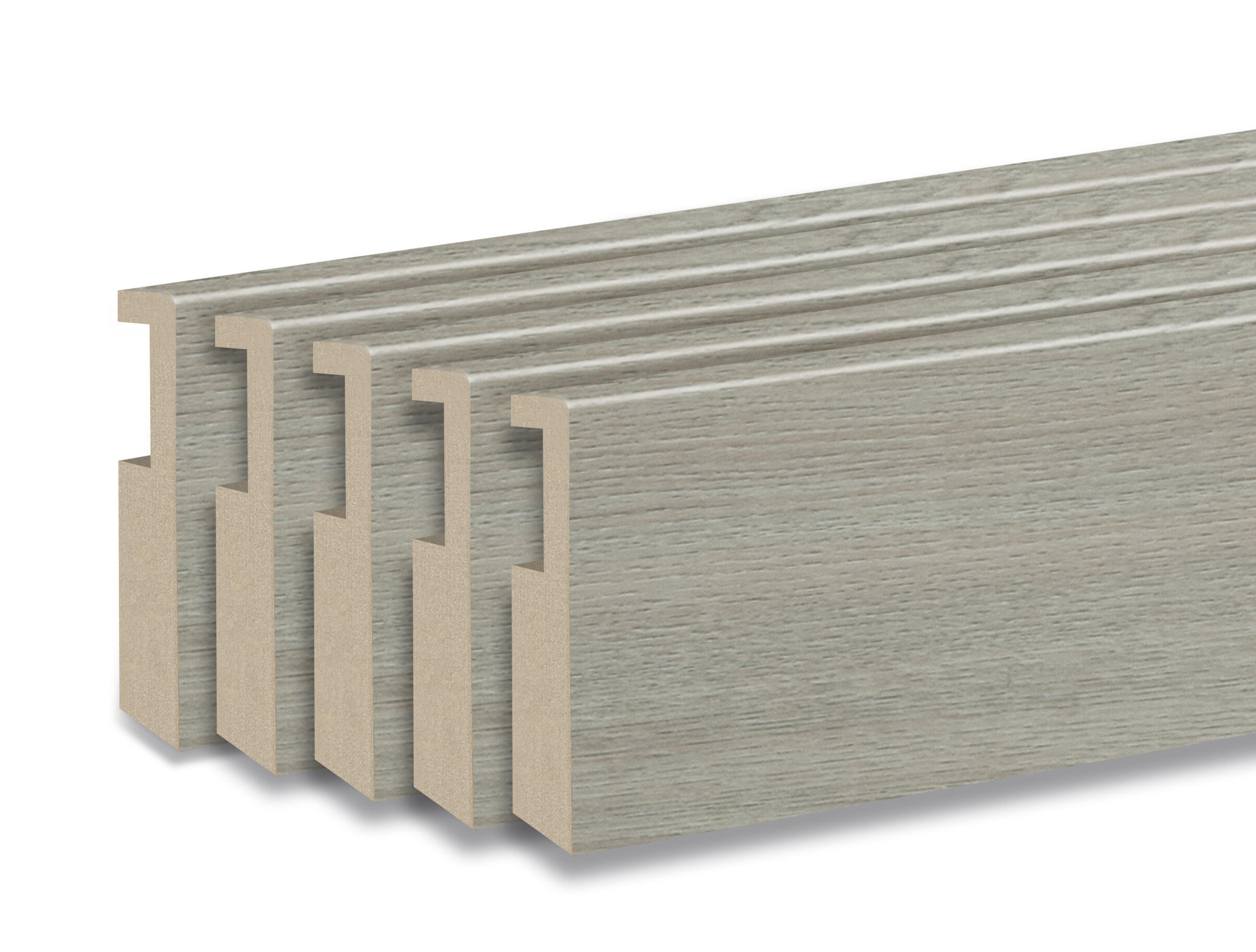 Kit de 5 rodapiés lisos con pasacables vila de 2200x90x12mm